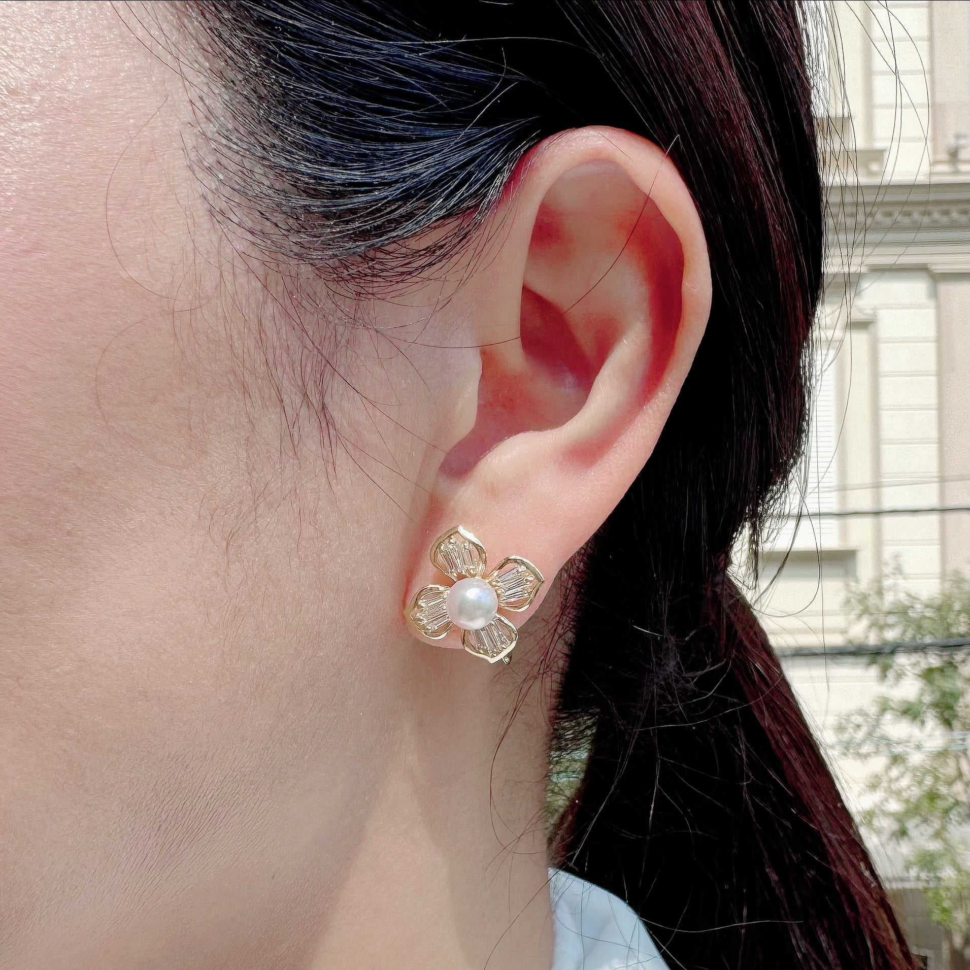 ［ポプリン］ピアス あこや6ミリ