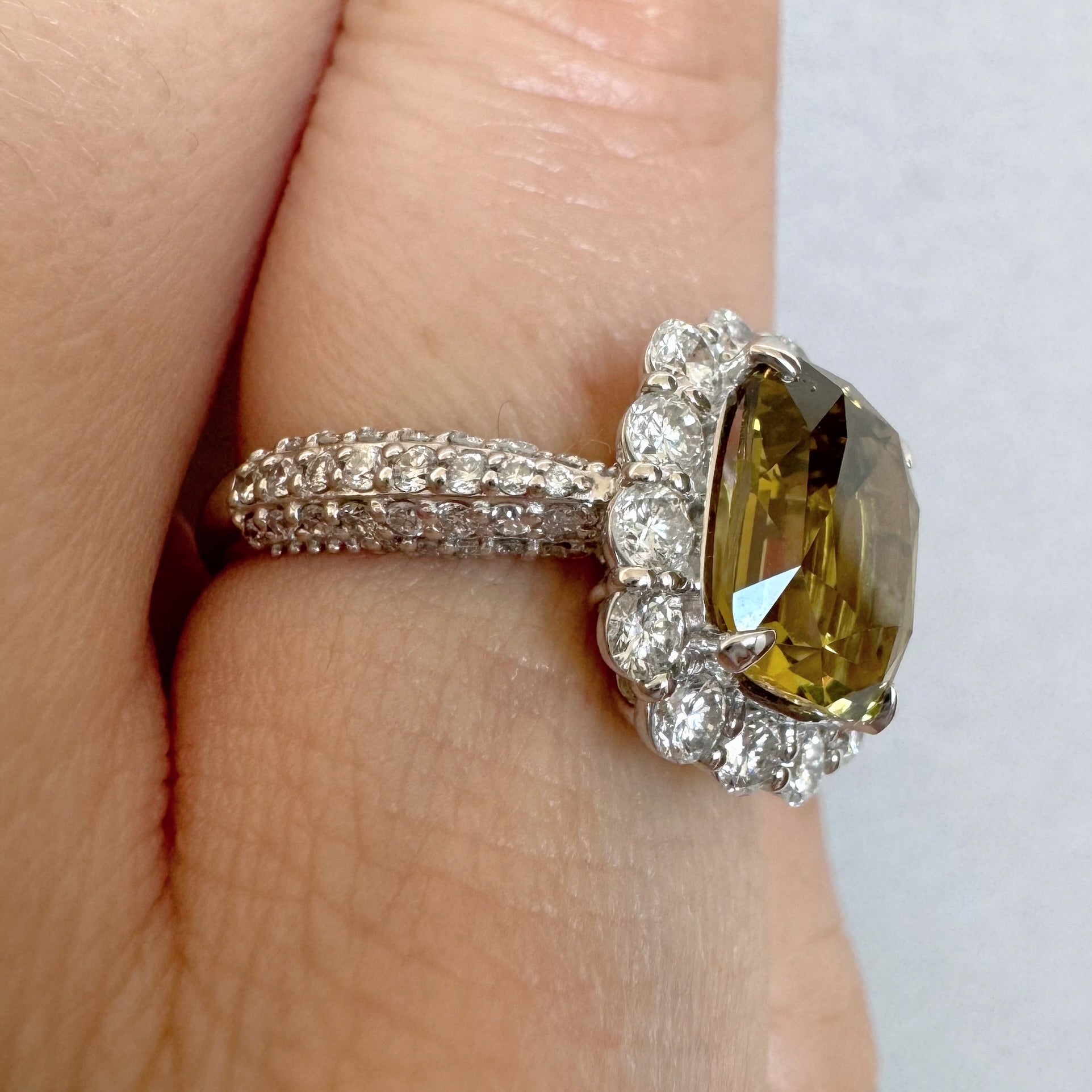 35［一点物］リング クリソベリル 中石4ct前後 SQ PT