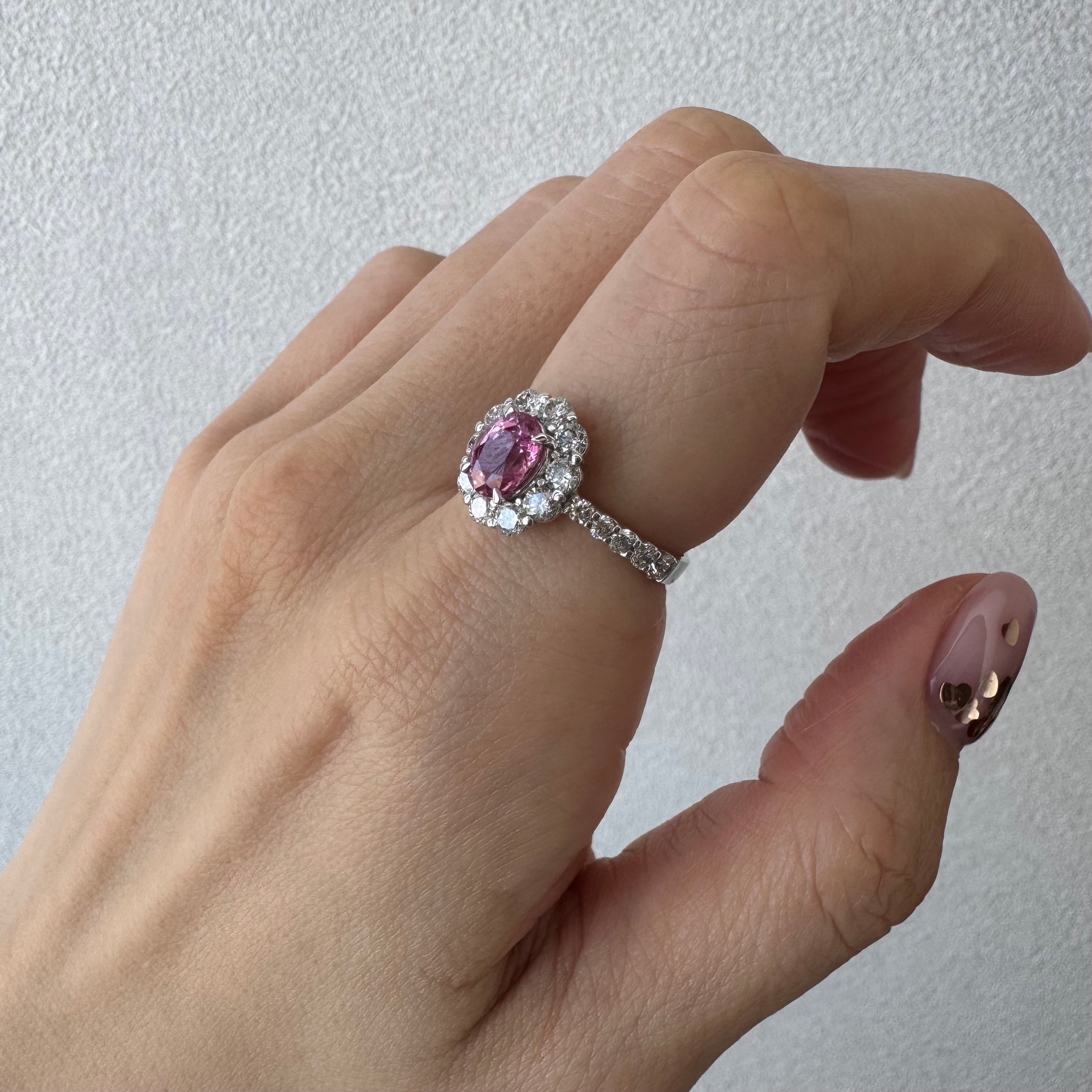 141［一点物］リング  パパラチアサファイア 1.1ct OV PT