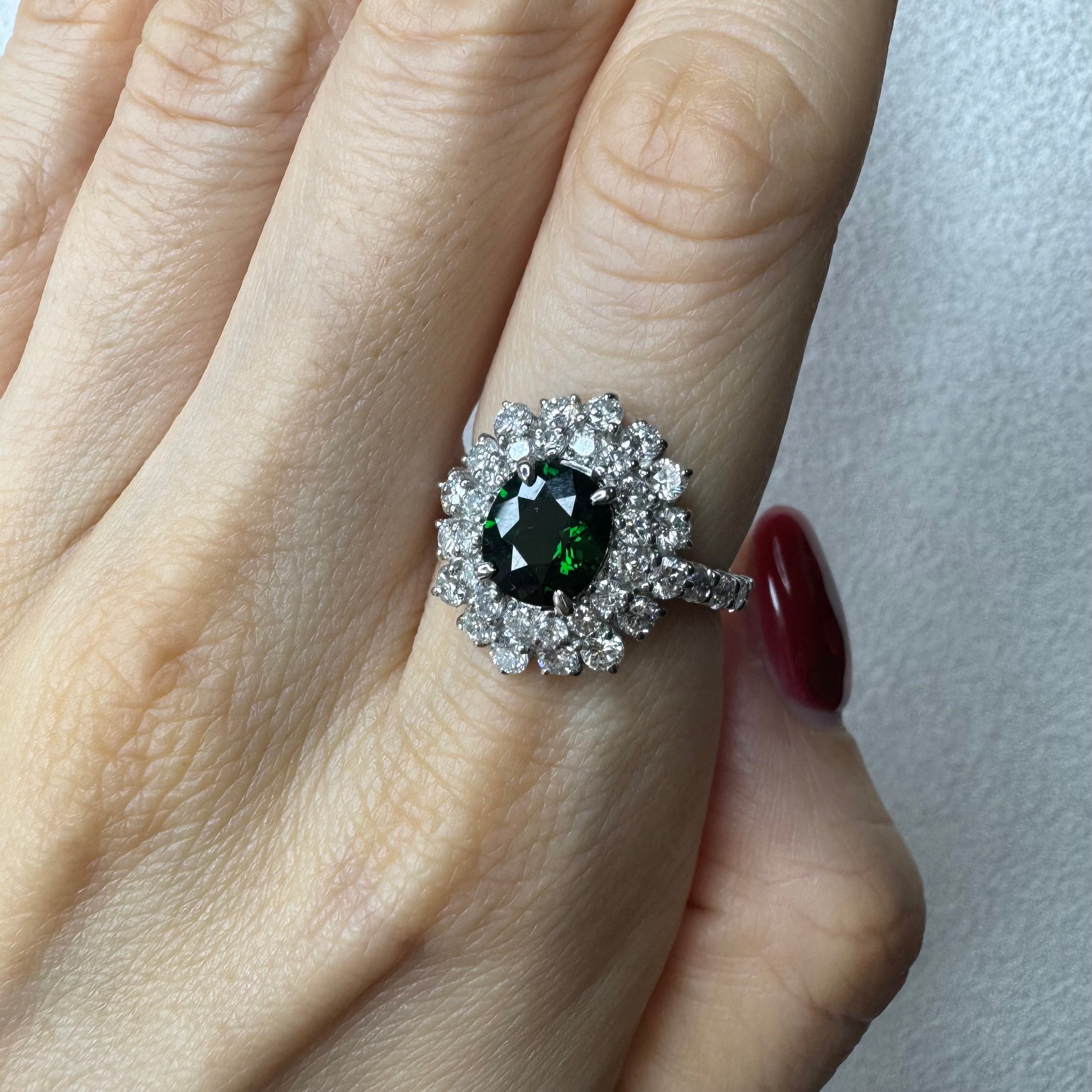 34.36.76.168［一点物］リング クリソベリル/トルマリン/クロムトルマリン 1ct UP OV PT