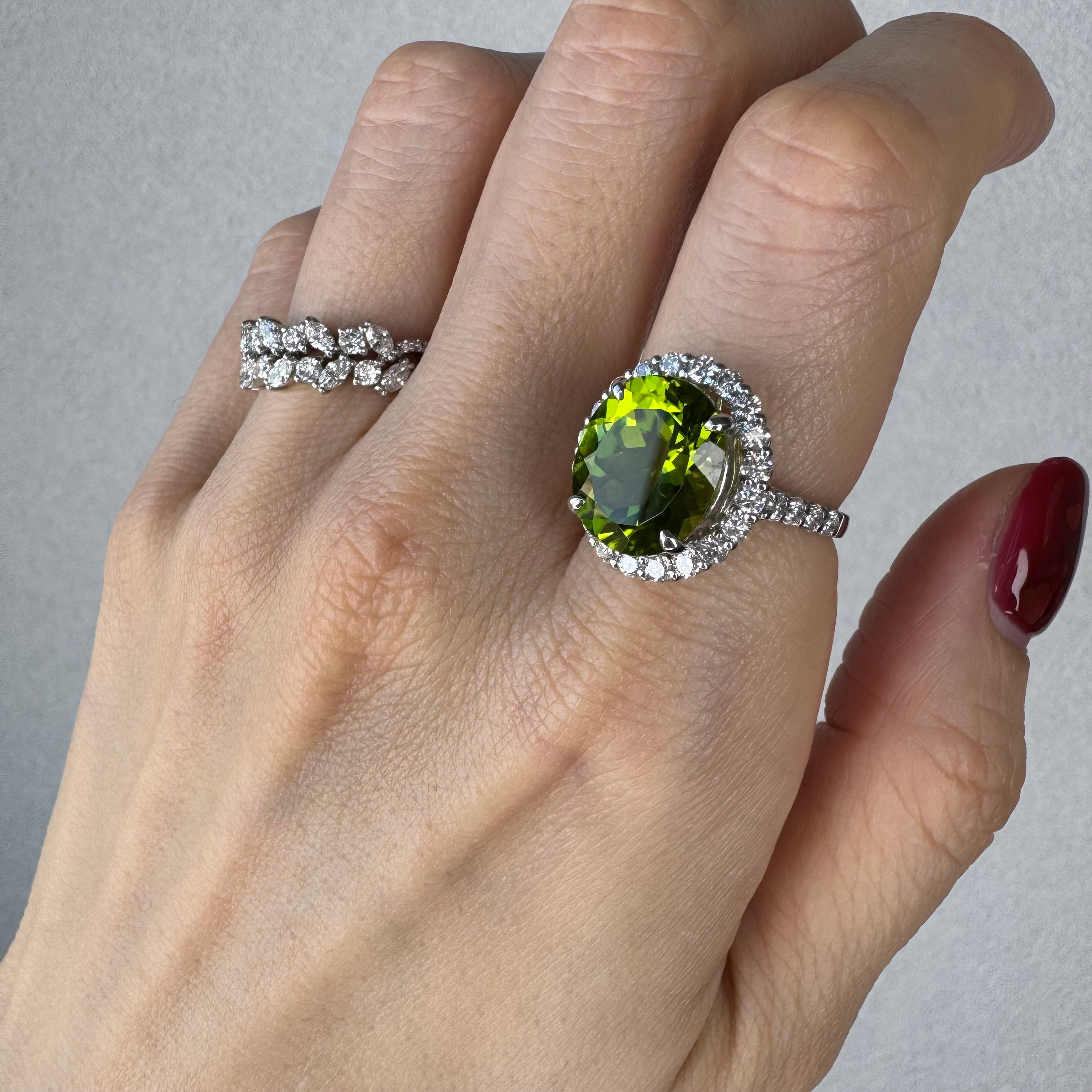 183［一点物］リング ペリドット 6.5ct OV PT