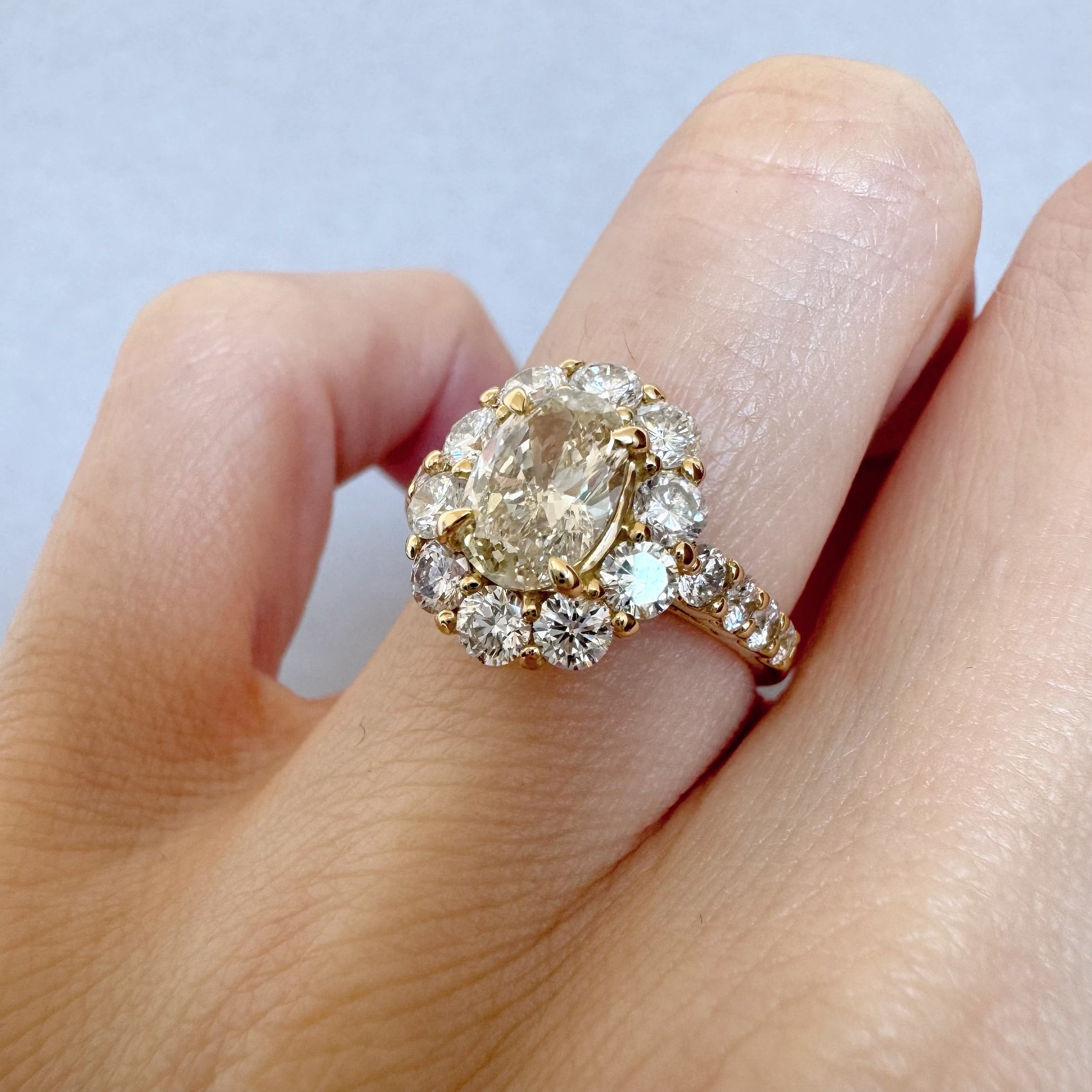 22［一点物］リング ダイヤ 1ct OV K18YG