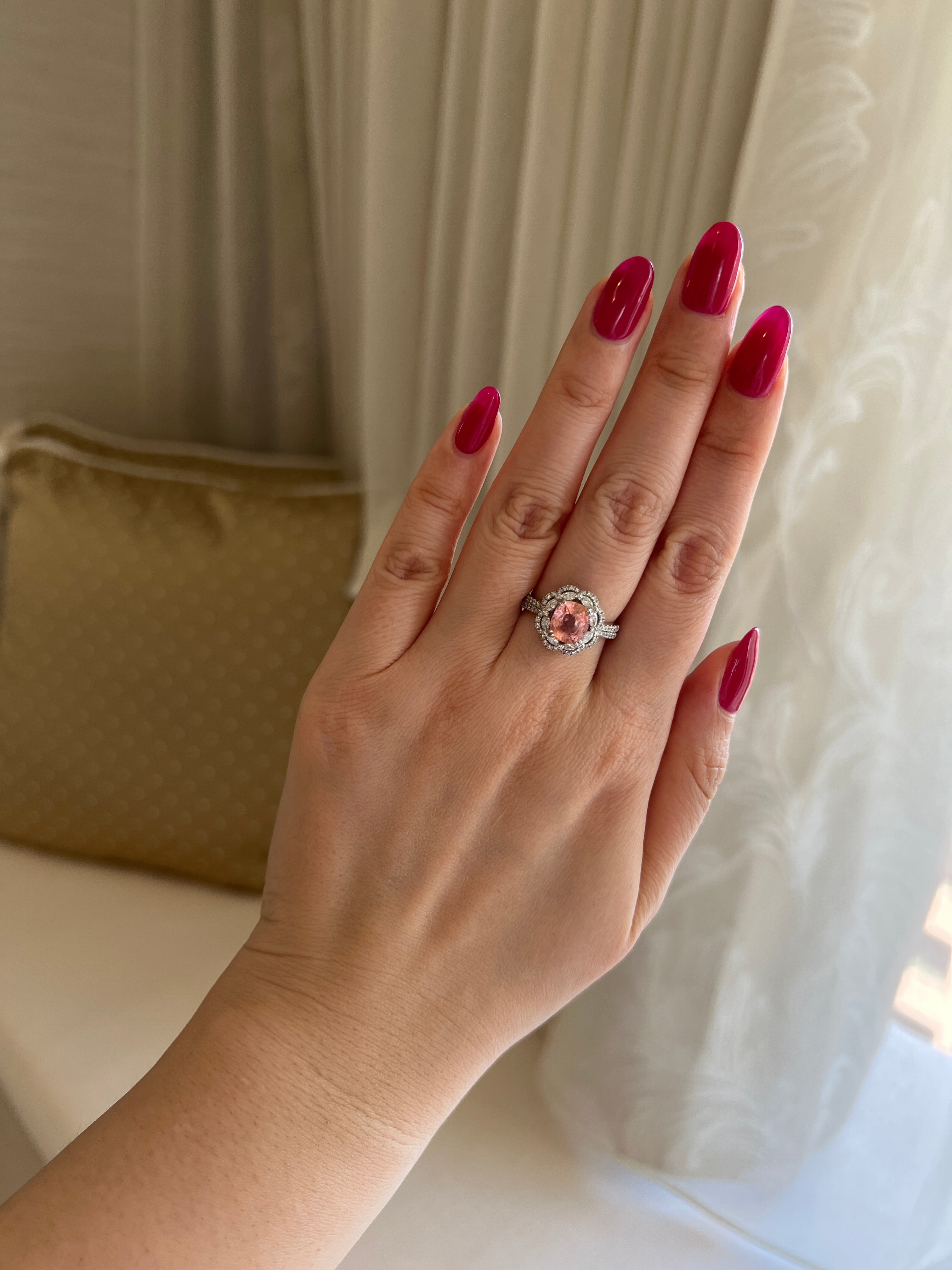 フルール パパラチア 超特品 中石2.57ct前後 SQ PT リング〜ノーヒートPINKISH ORANGE GRS(一点物)｜AYAKO SAKURAI（櫻井 彩子（サクライ アヤコ））公式通販サイト