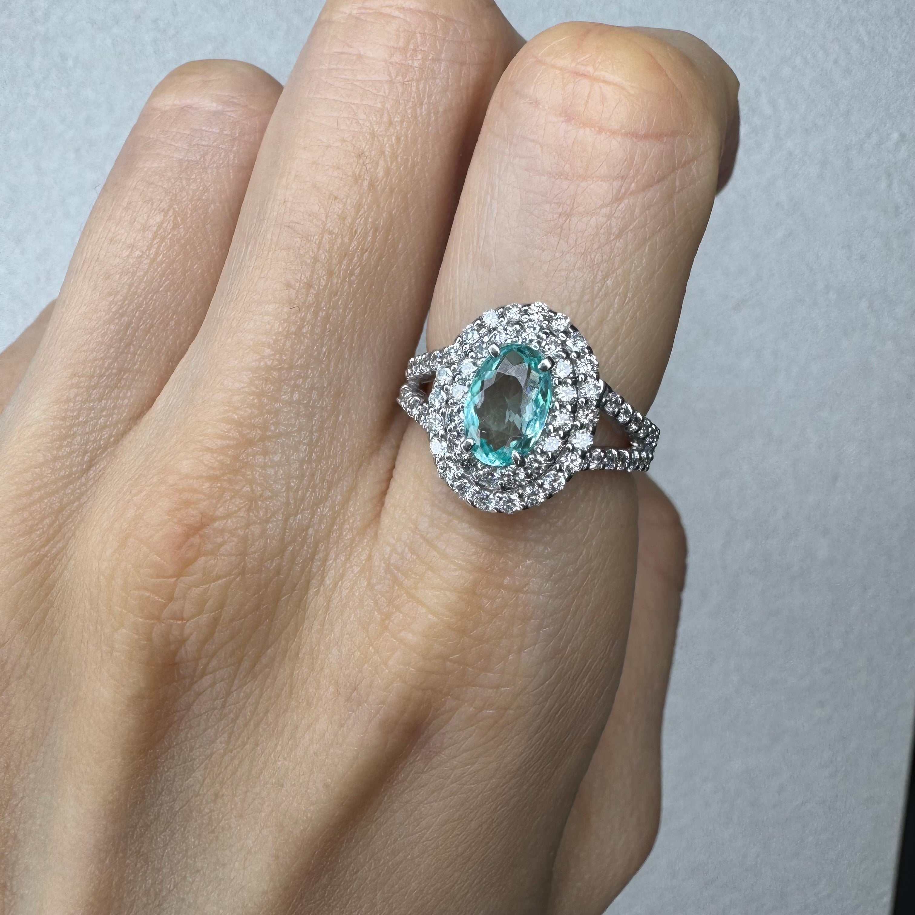 161［一点物］リング パライバトルマリン 0.7ct前後 OV PT