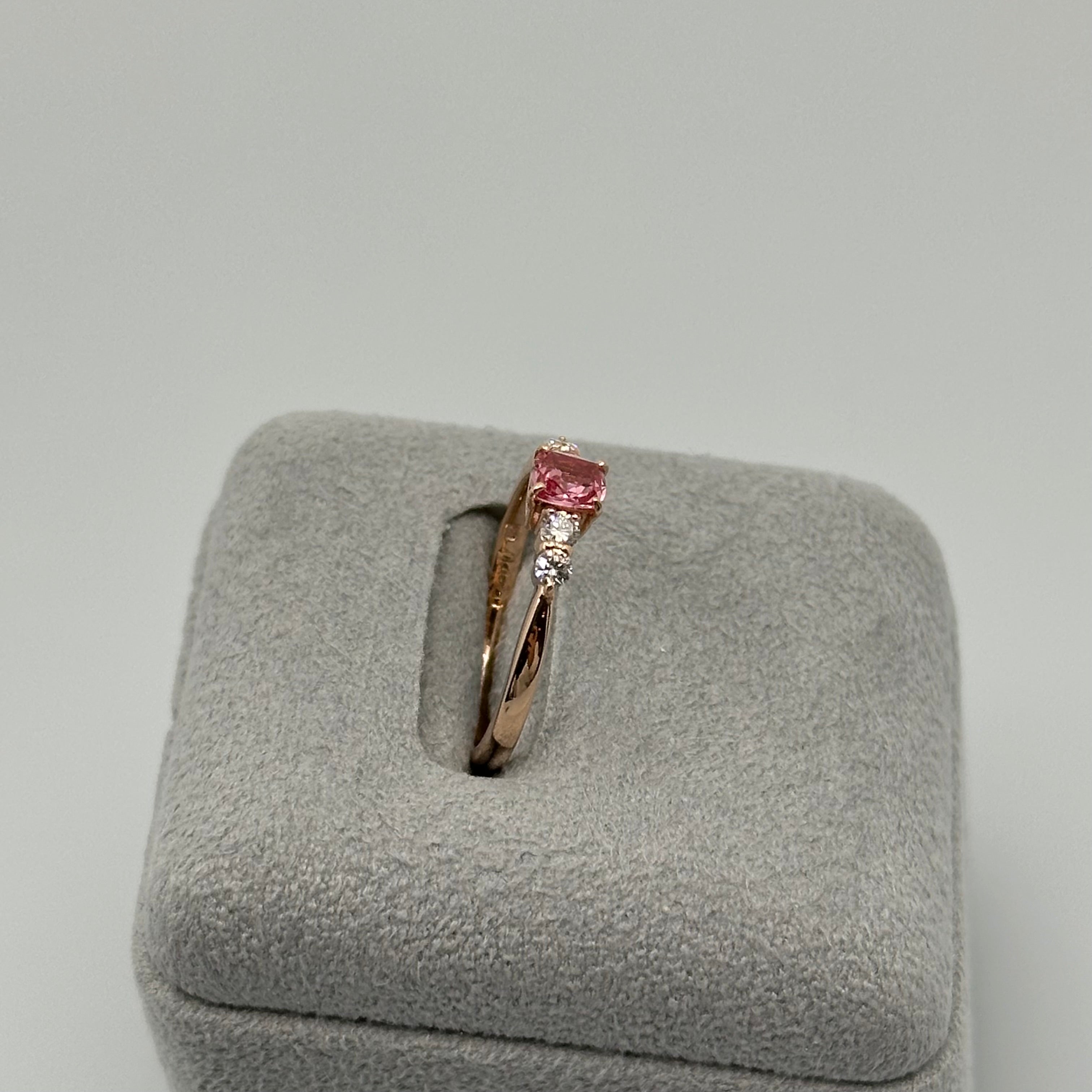 ［一点物/BonBon］リング パパラチアサファイア 0.3ct SQ K18PG