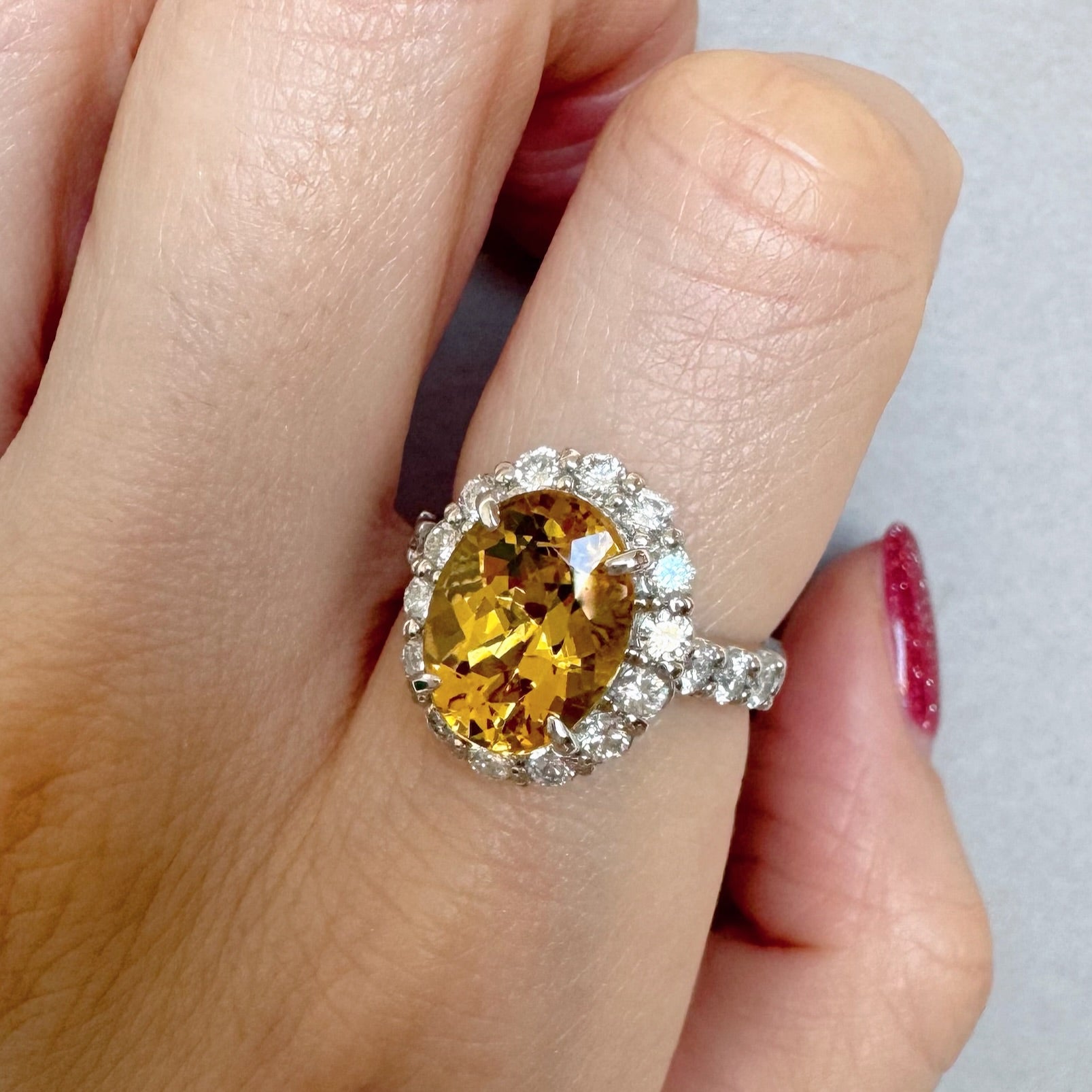 37［一点物］リング ゴールデンベリル 4ct OV PT