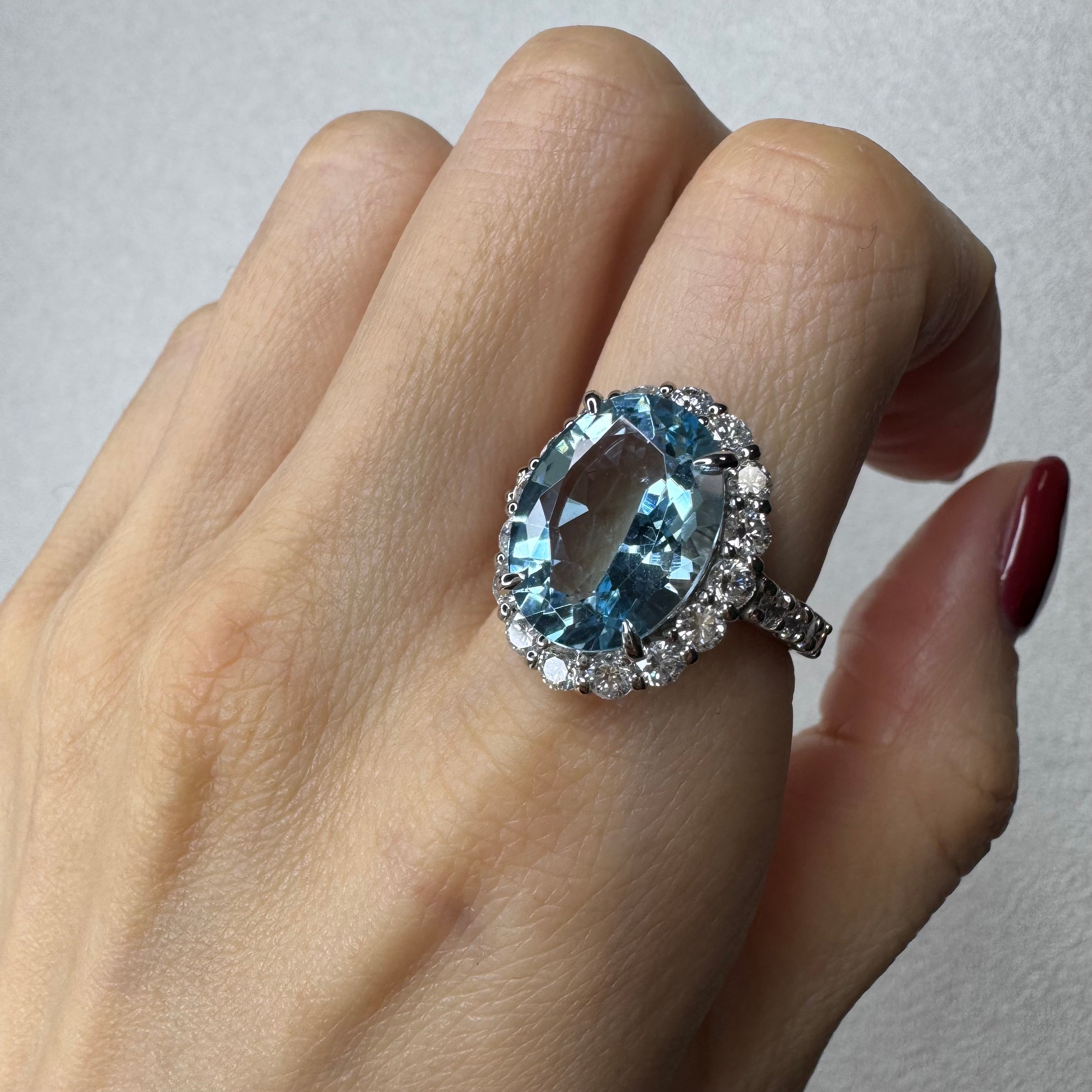 175［一点物］リング アクアマリン 6ct前後 OV PT