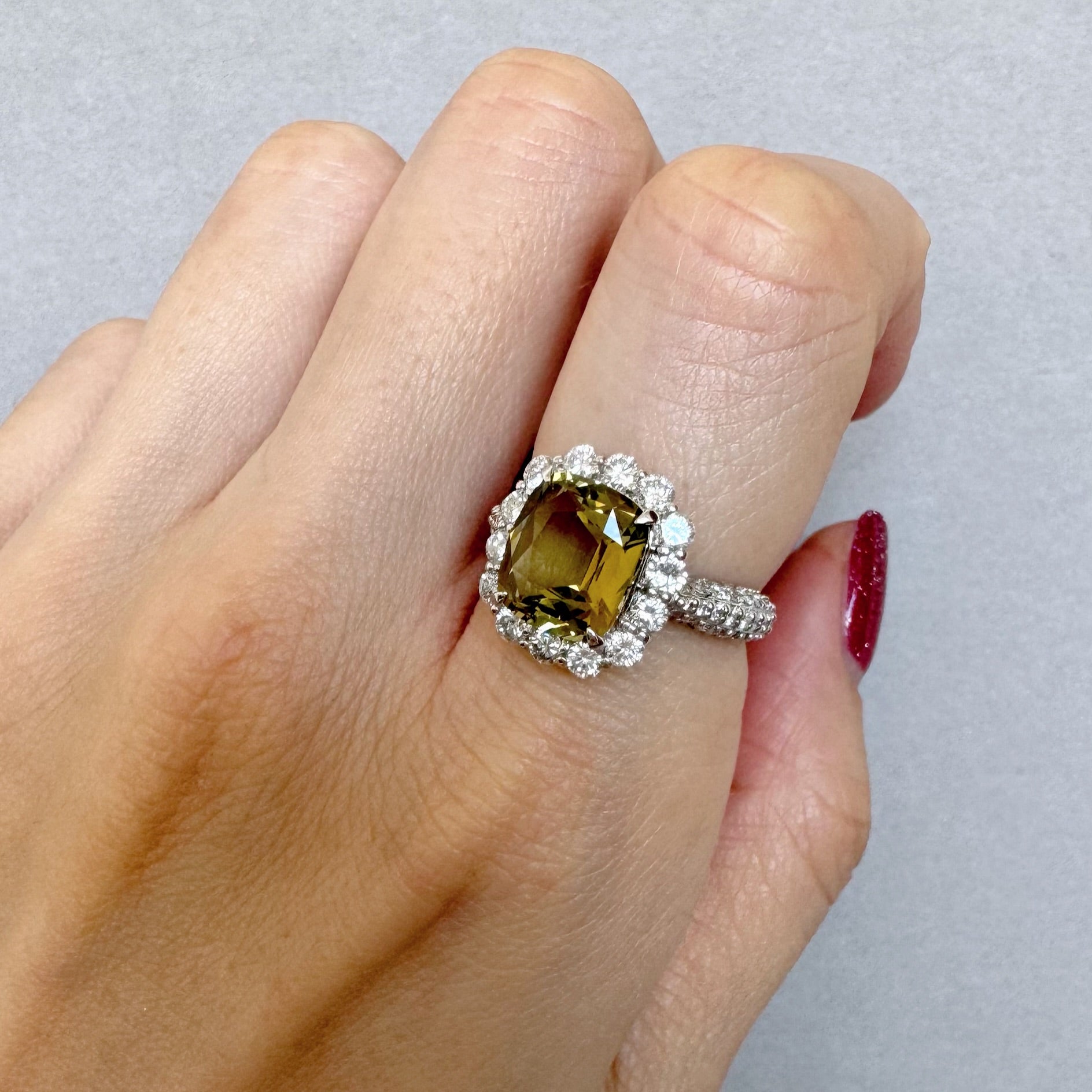 35［一点物］リング クリソベリル 中石4ct前後 SQ PT