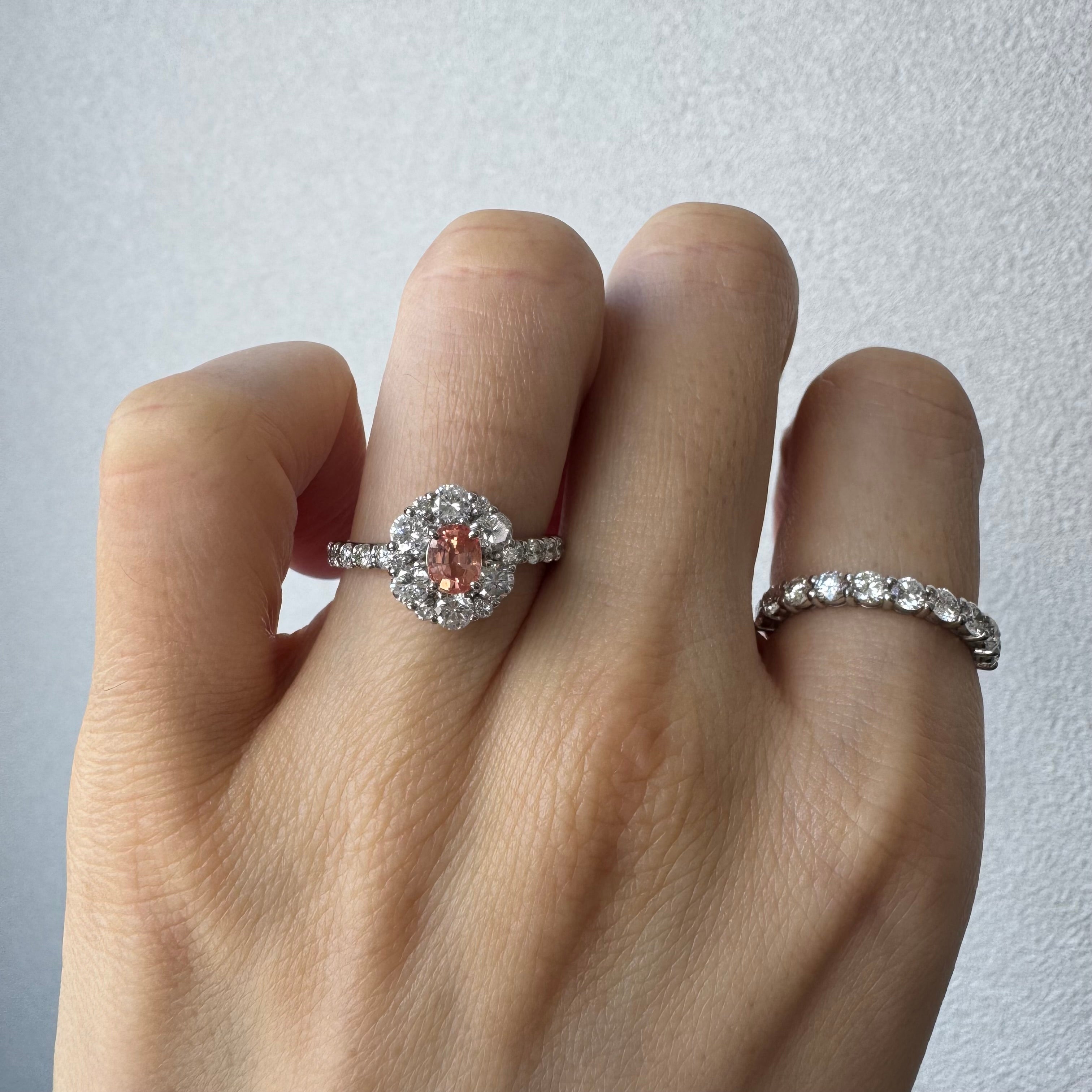 140［一点物］リング  パパラチアサファイア 0.5ct OV PT