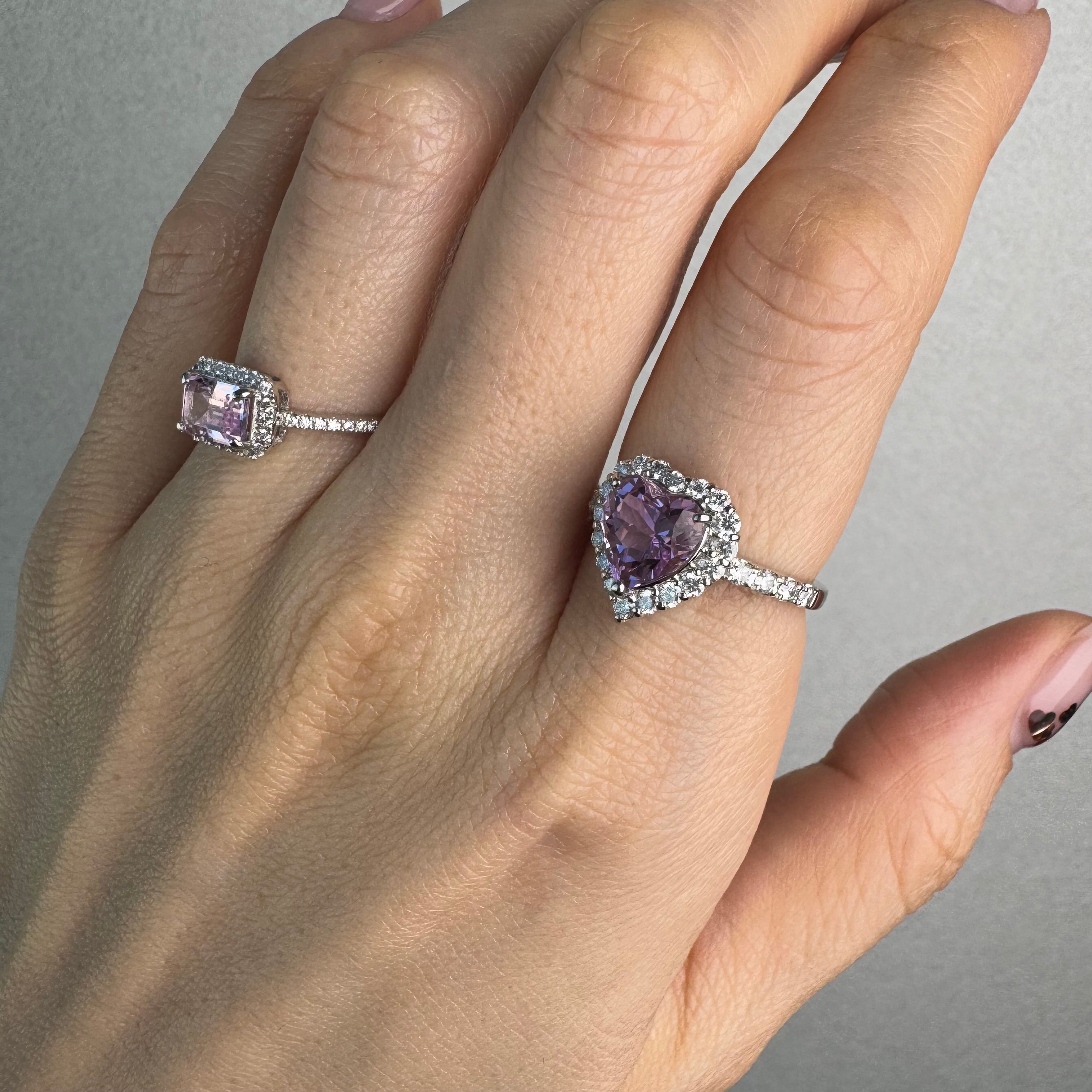 ［一点物/ライラック］リング クンツァイト 2ct HS PT