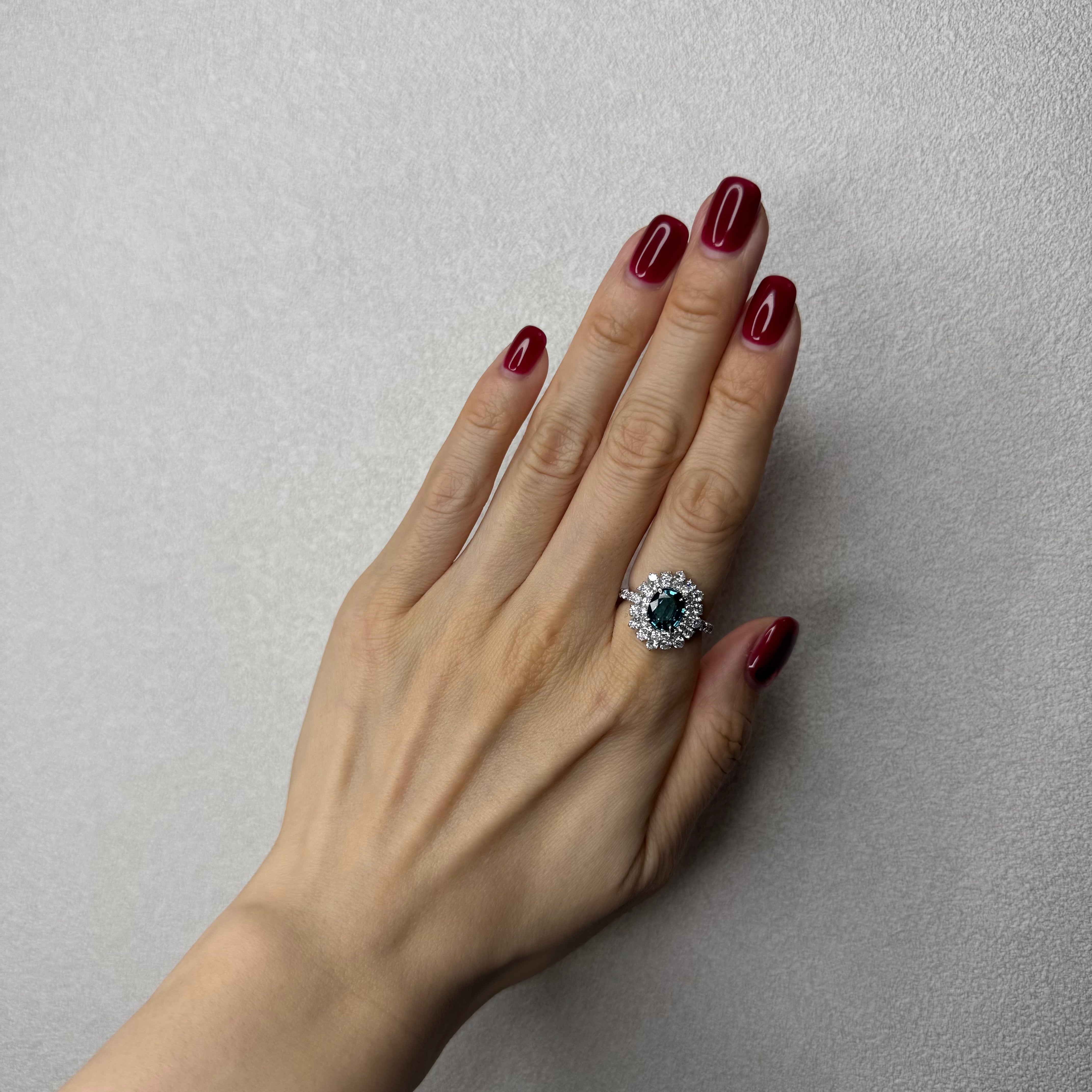 34.36.76.168［一点物］リング クリソベリル/トルマリン/クロムトルマリン 1ct UP OV PT