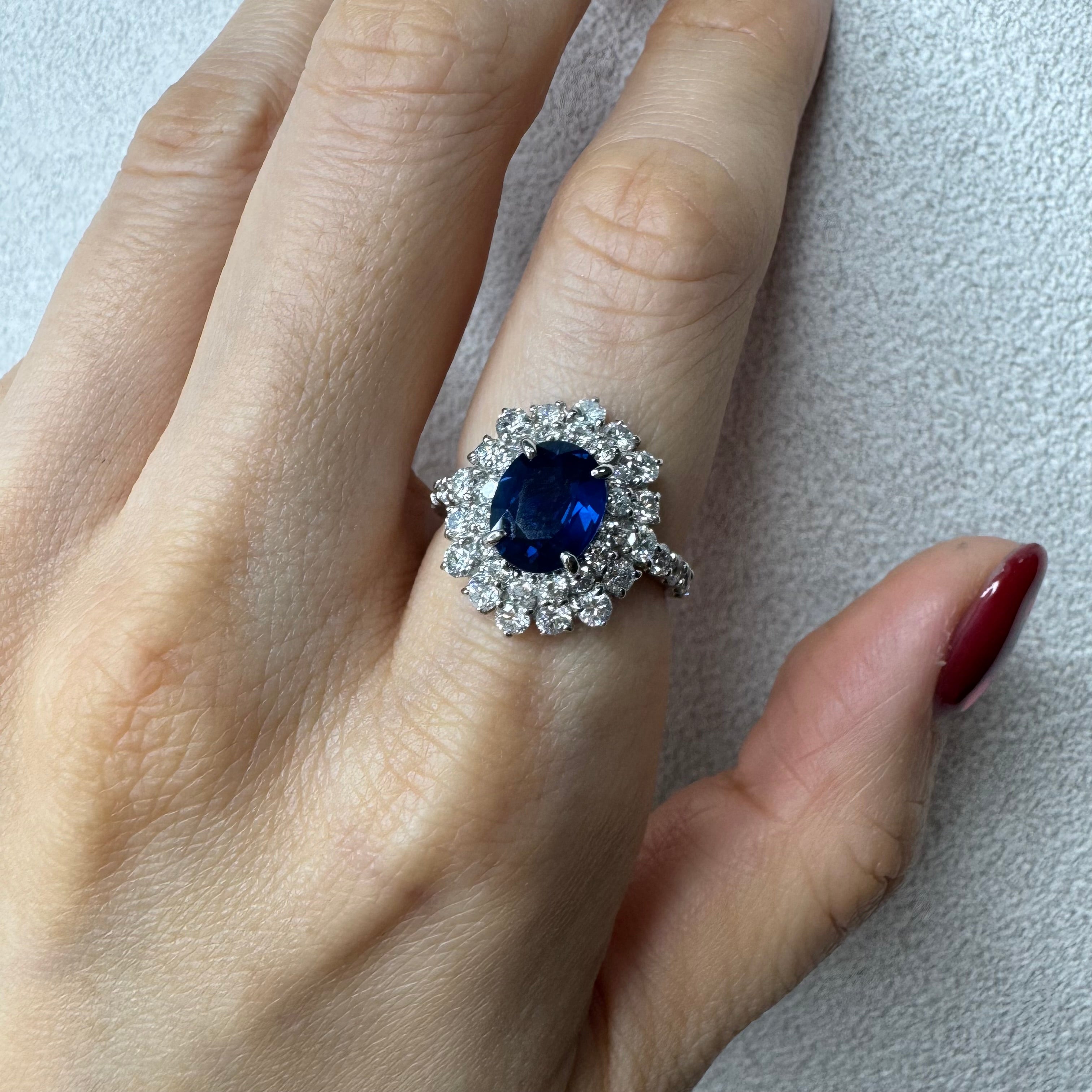 121［一点物］リング ブルーサファイア 2.2ct OV PT/YG