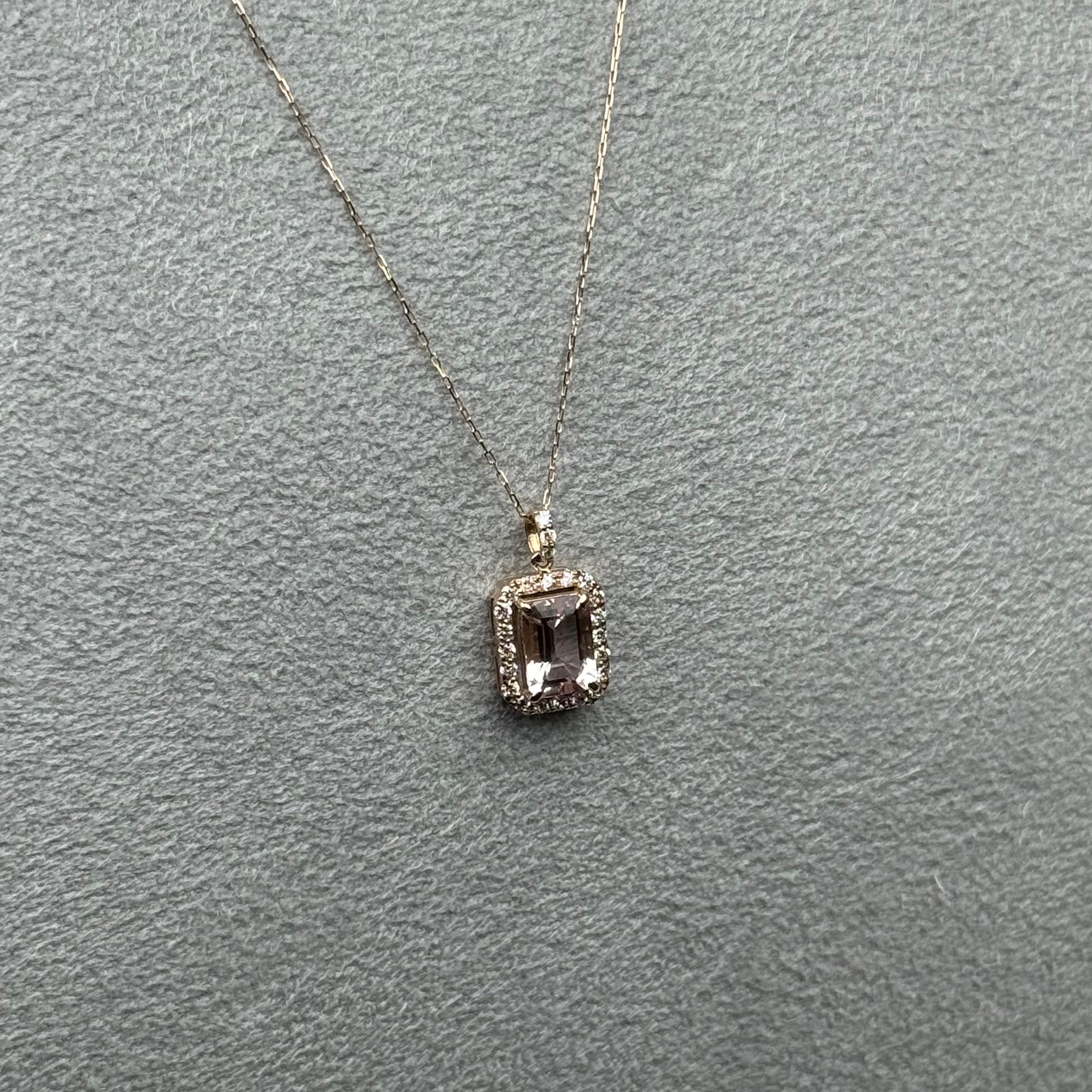 501［一点物］ネックレス モルガナイト 0.7ct SQ K18PG