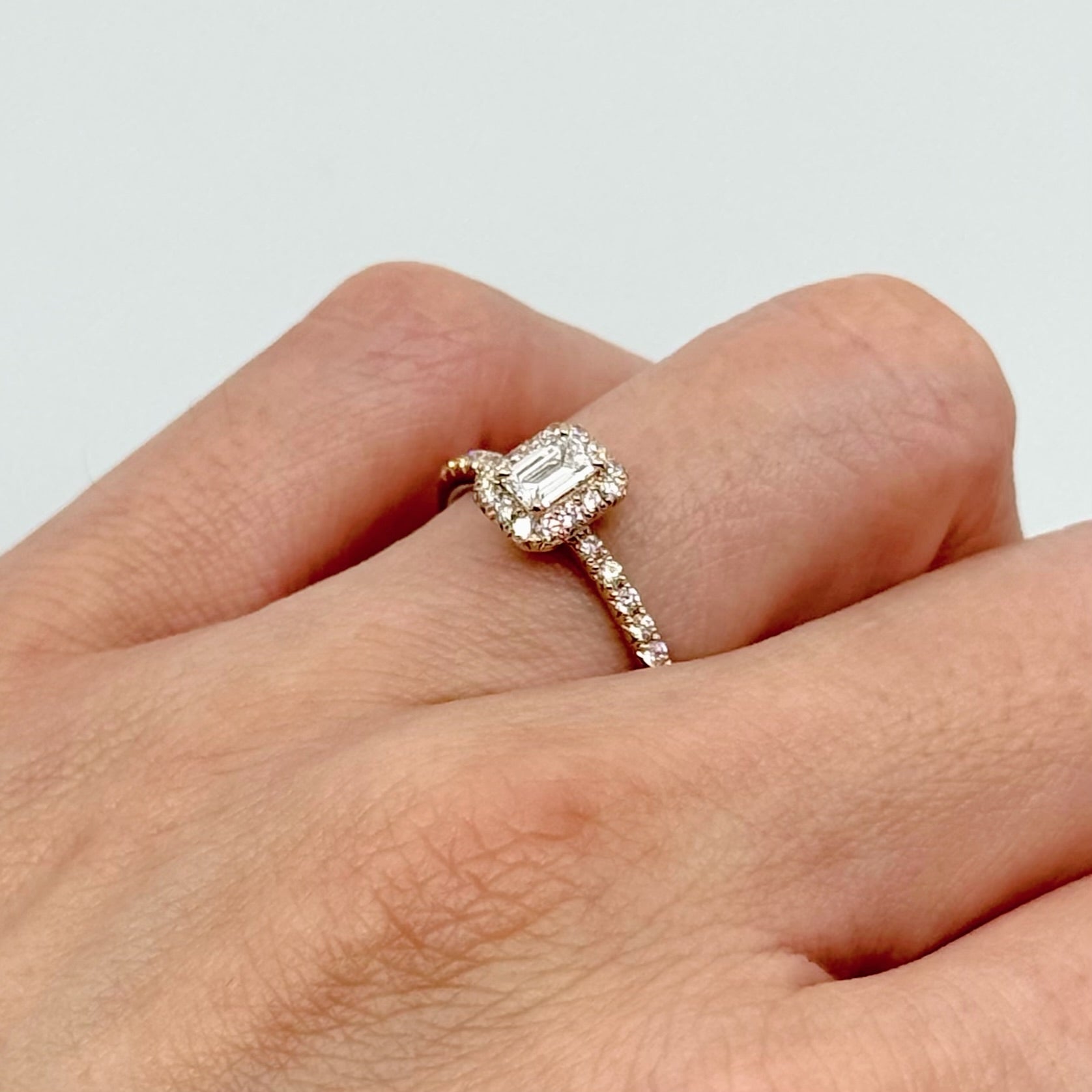 26［一点物/オルコス］リング ダイヤ 0.3ct EM角 K18YG K18PG