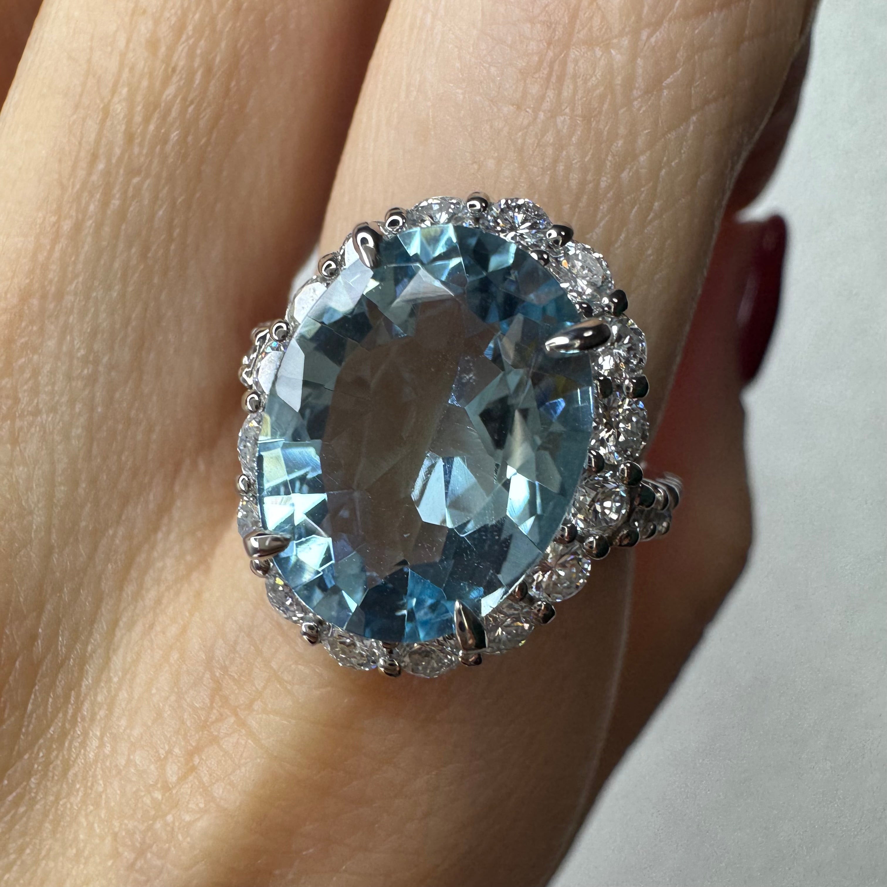 175［一点物］リング アクアマリン 6ct前後 OV PT