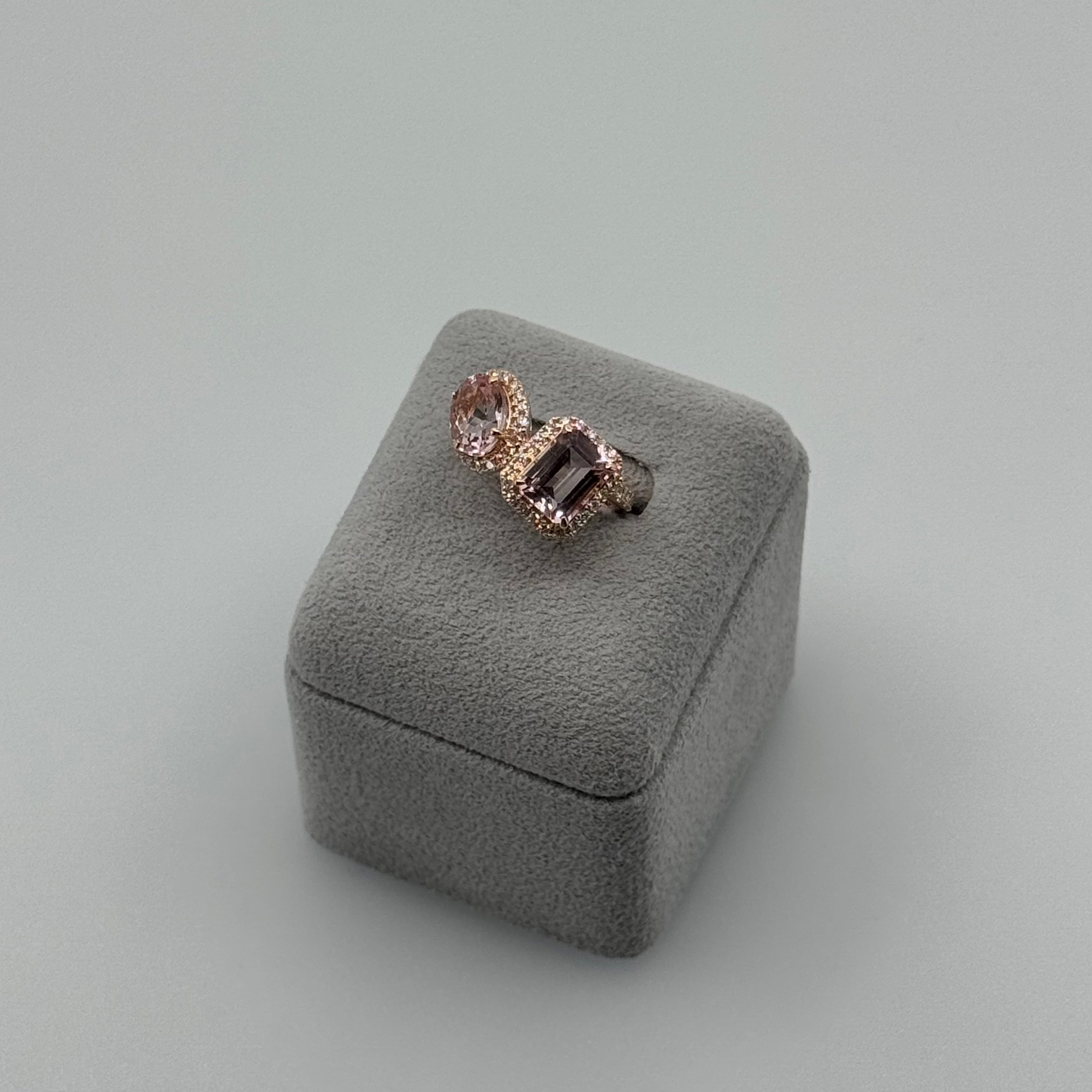 ［ベニエ］リング イエローサファイア 1.7ct OV/モルガナイト 1.9ct EM