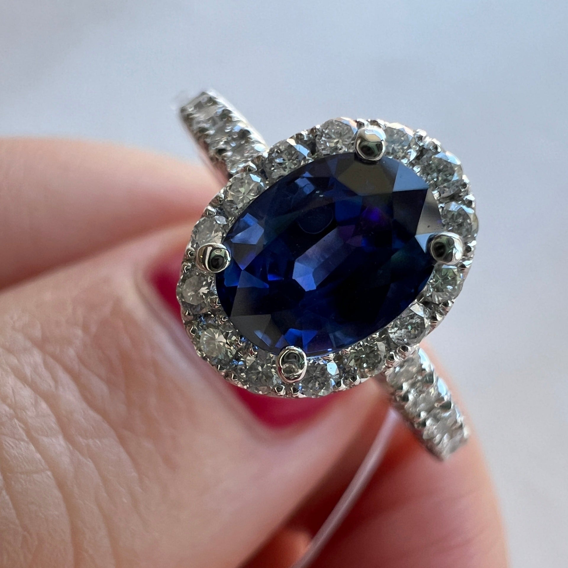音羽屋□ ロイヤルブルー サファイア/3.10ct なくし ダイヤ/1.23ct 