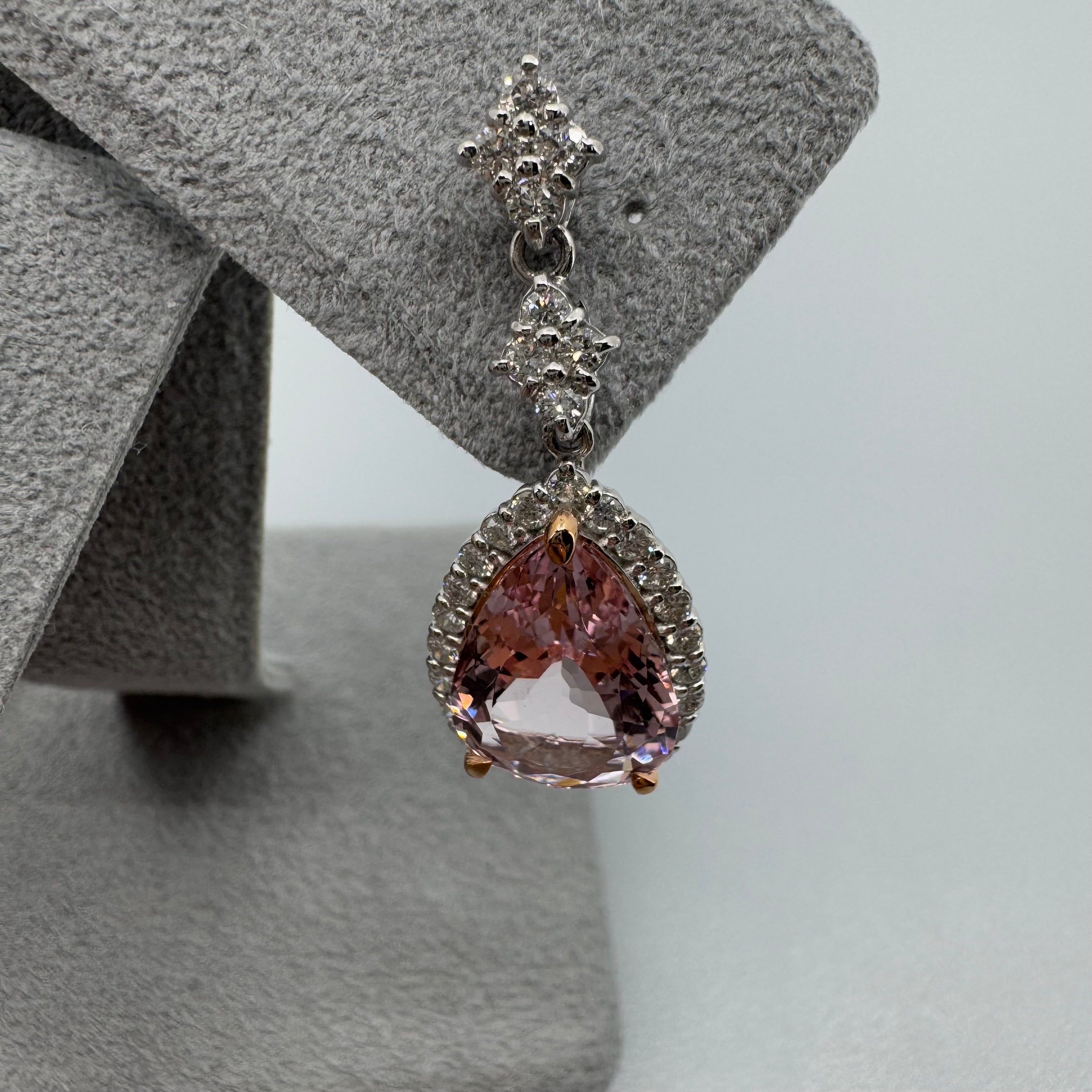 432［一点物］ピアス モルガナイト 3.6ct×2 PS PT