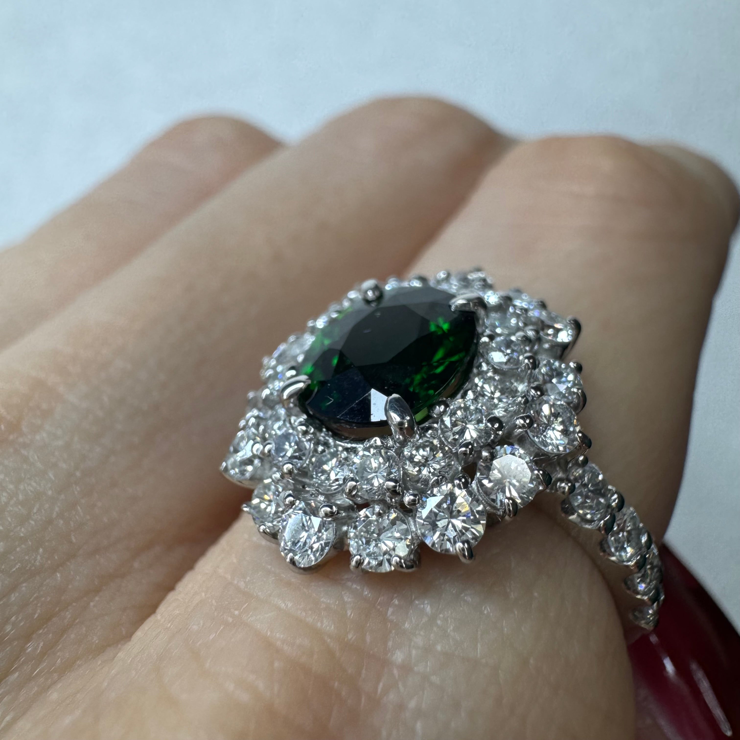 34.36.76.168［一点物］リング クリソベリル/トルマリン/クロムトルマリン 1ct UP OV PT