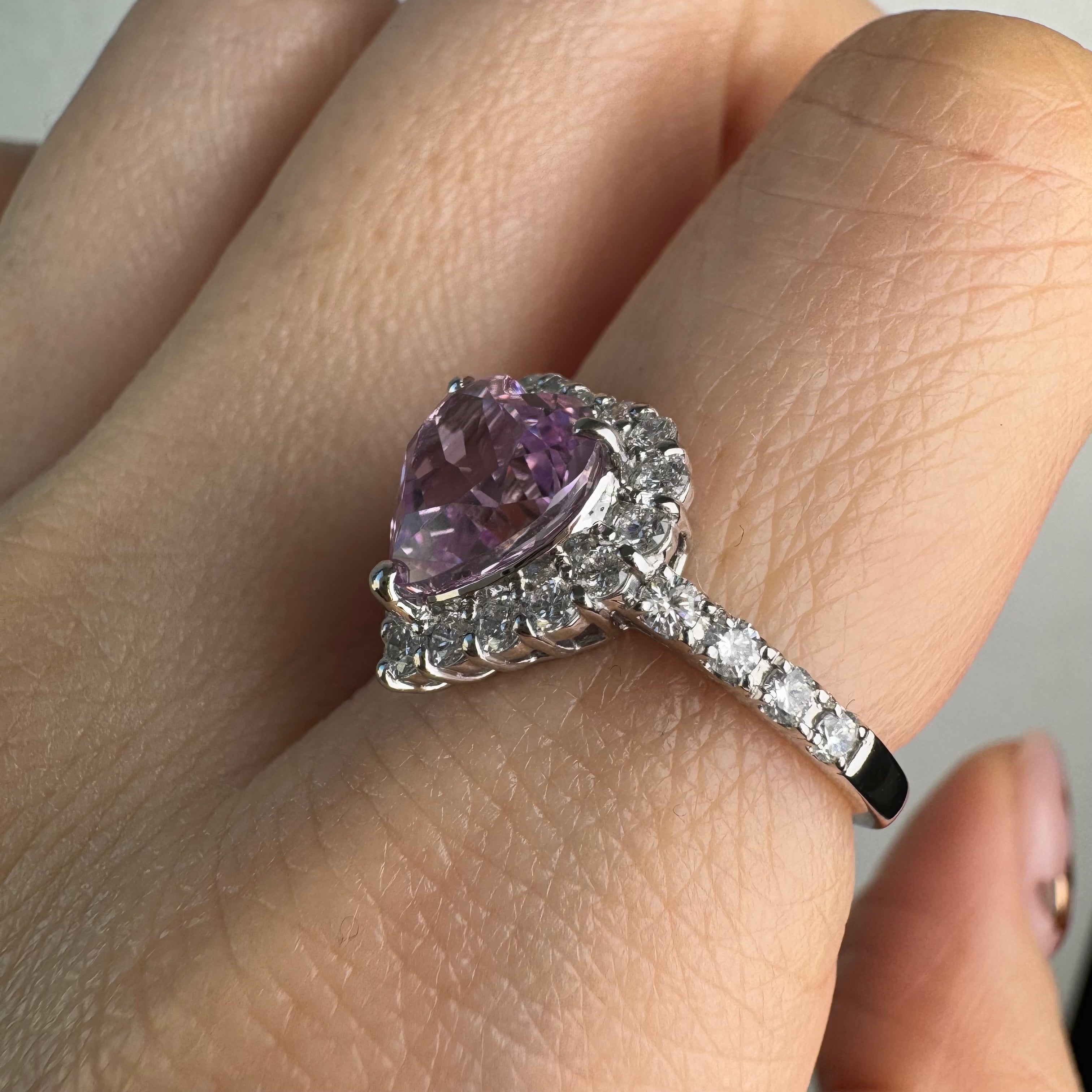 ［一点物/ライラック］リング クンツァイト 2ct HS PT