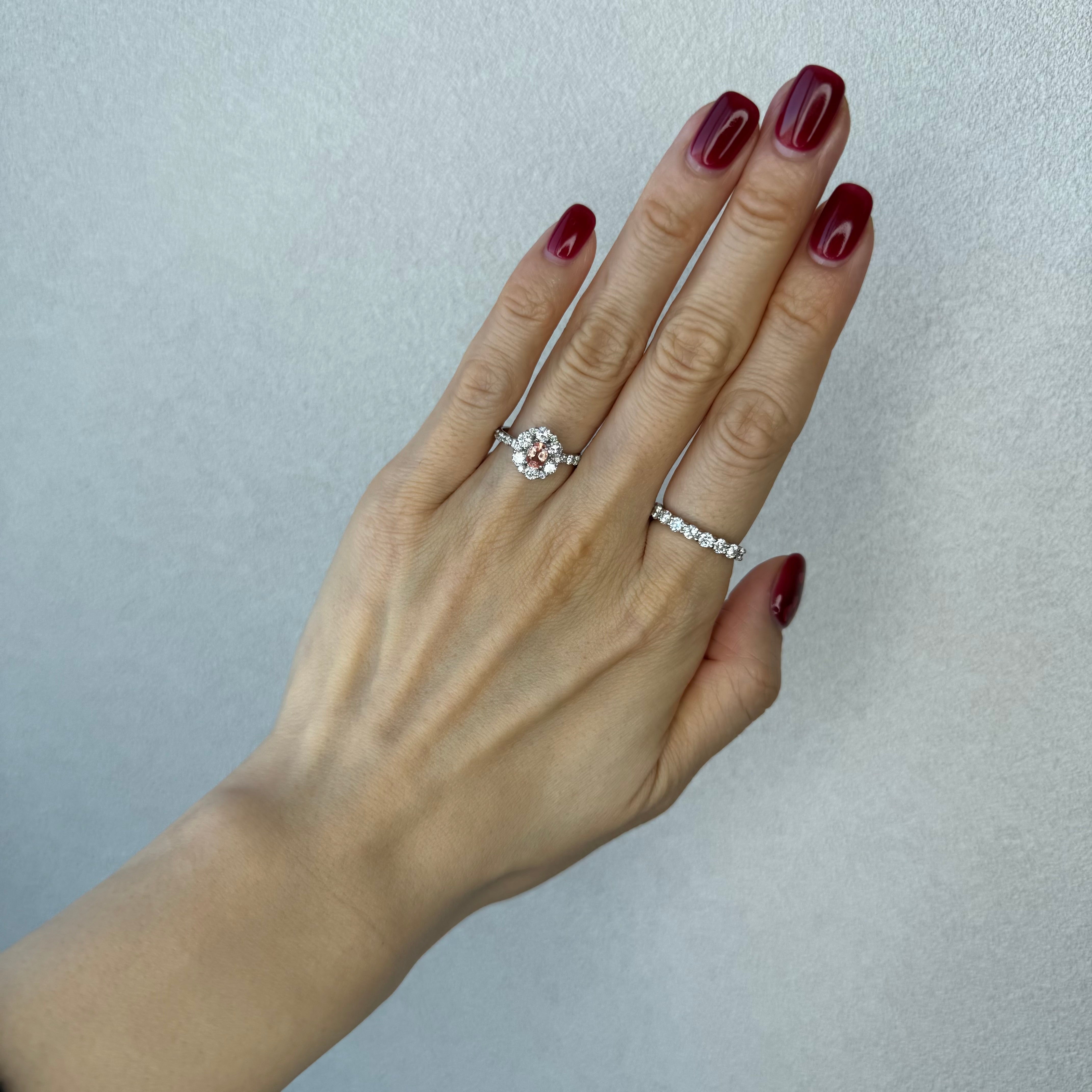 140［一点物］リング  パパラチアサファイア 0.5ct OV PT