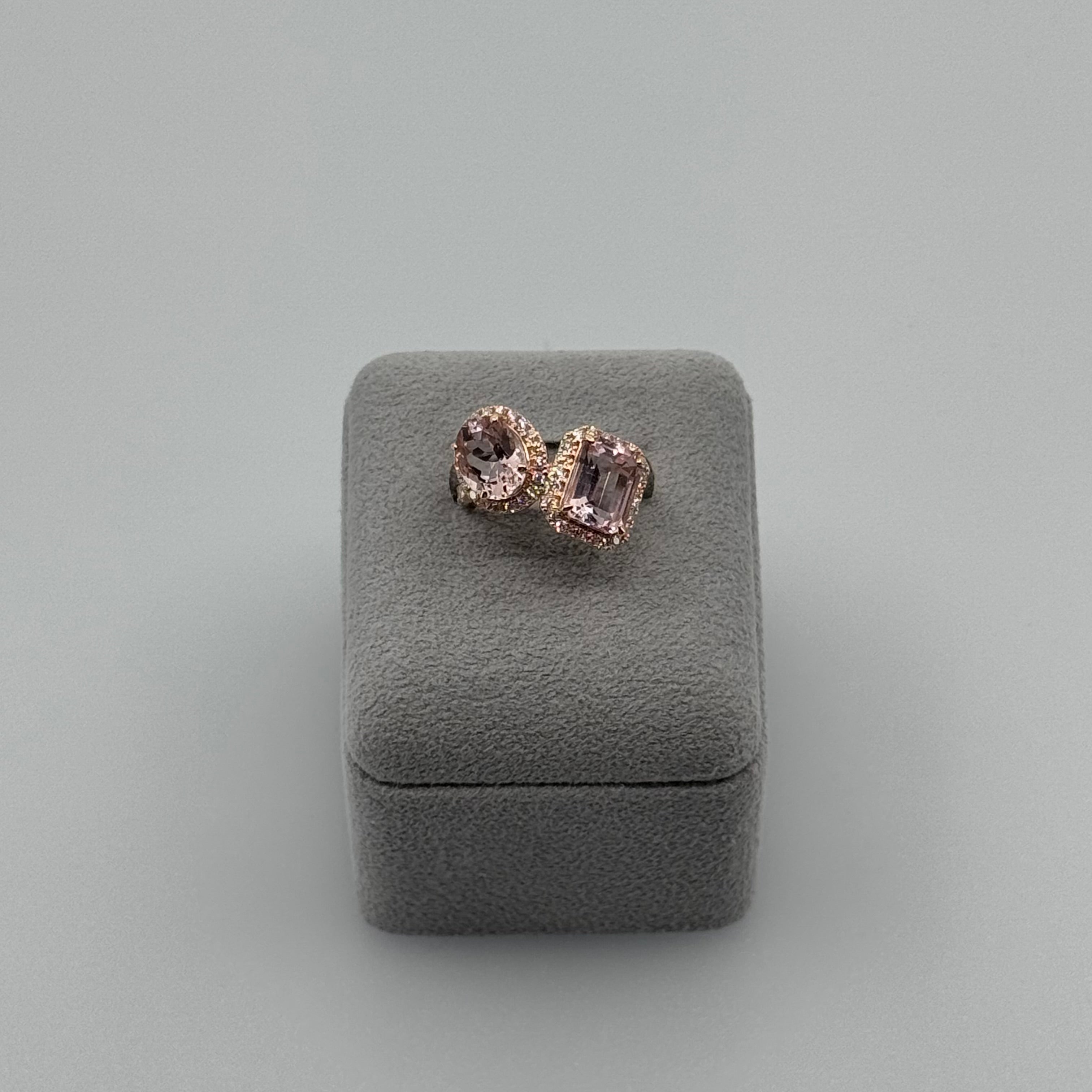 ［ベニエ］リング イエローサファイア 1.7ct OV/モルガナイト 1.9ct EM