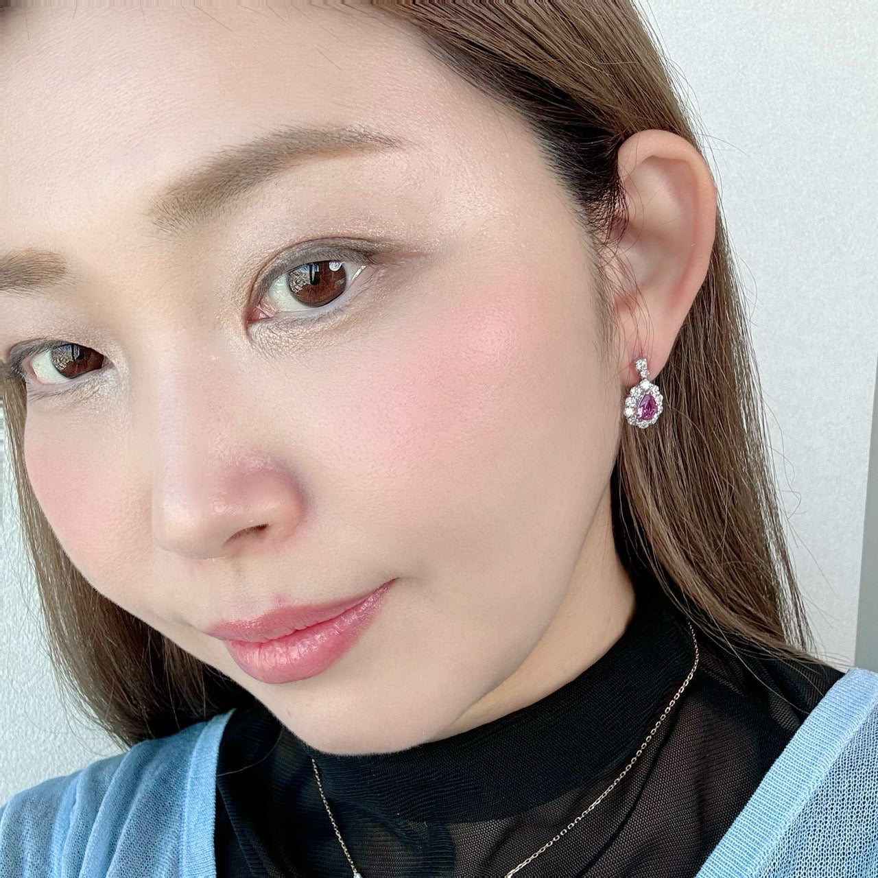 ［即納/一点物］ピアス ピンクサファイア 0.6ct前後×2 PS PT