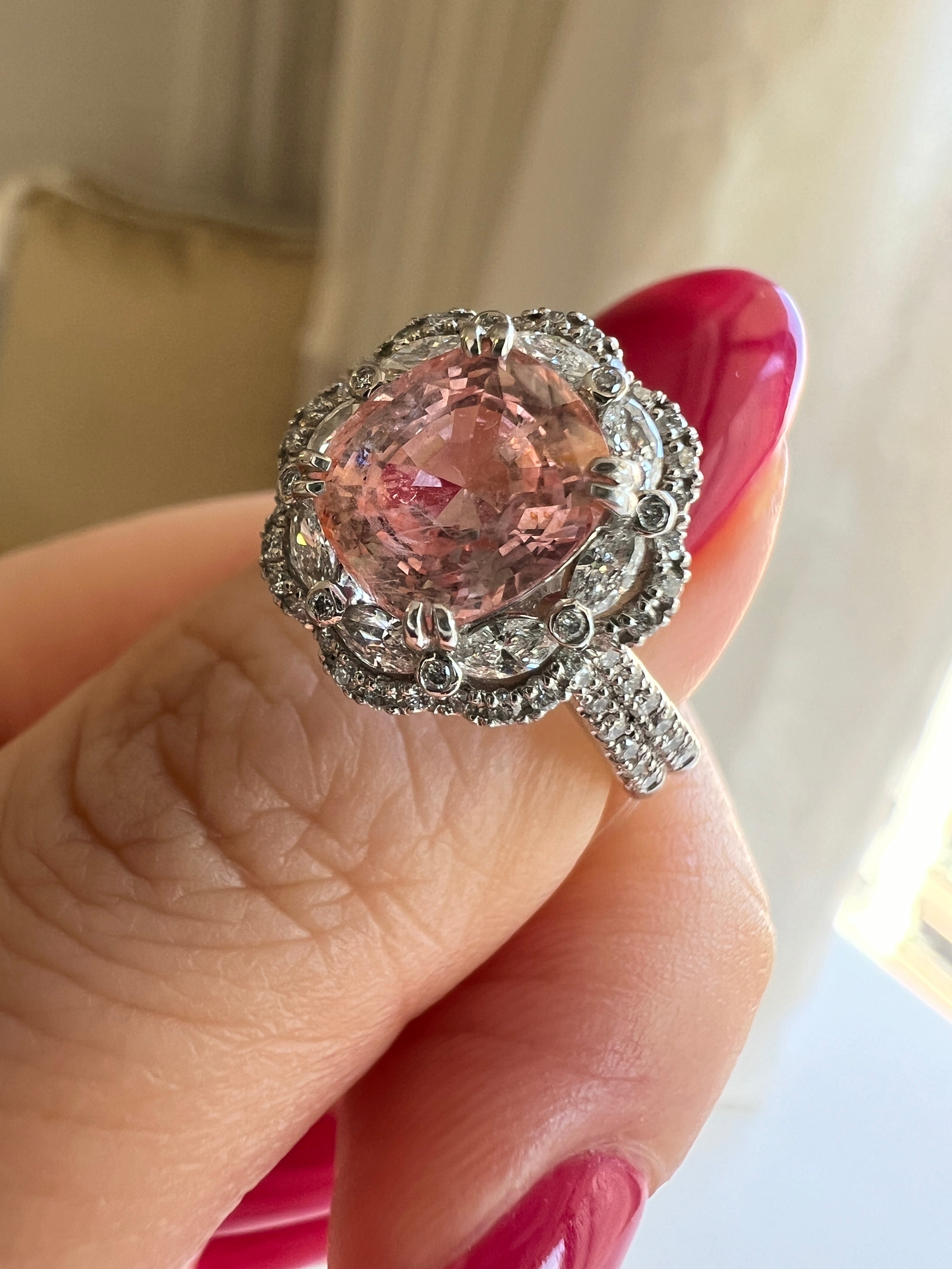 フルール パパラチア 超特品 中石2.57ct前後 SQ PT リング〜ノーヒートPINKISH ORANGE GRS(一点物)｜AYAKO SAKURAI（櫻井 彩子（サクライ アヤコ））公式通販サイト