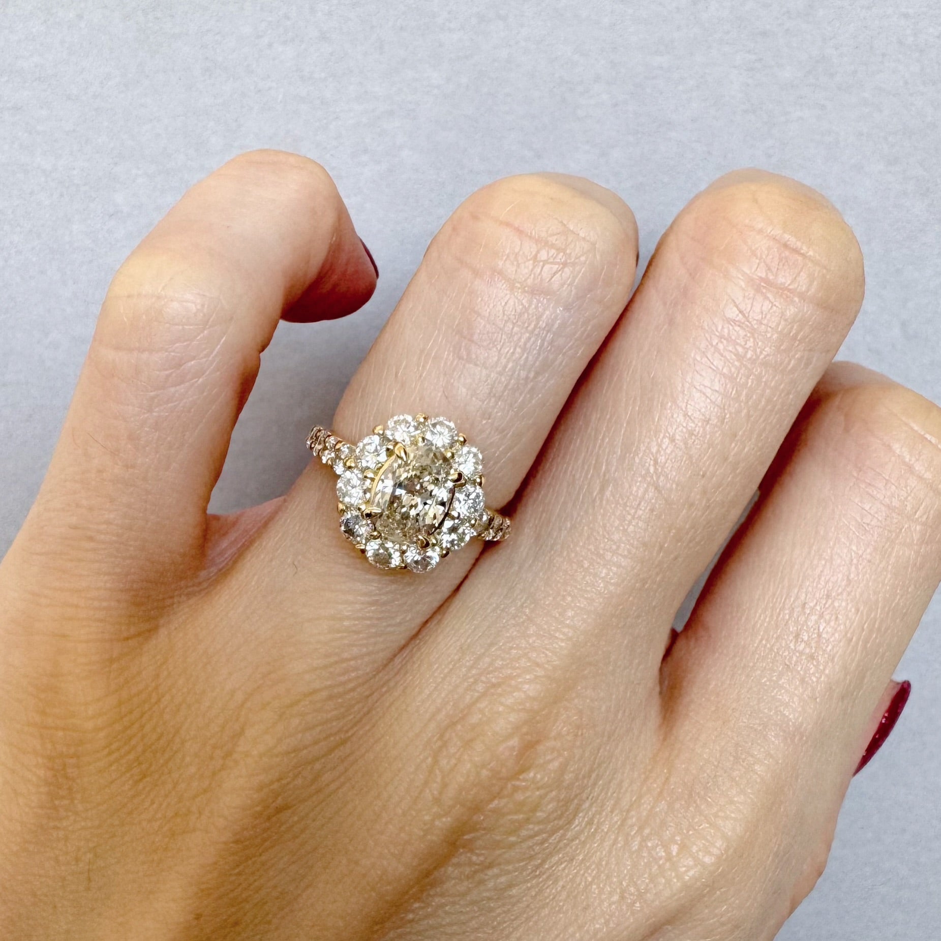 22［一点物］リング ダイヤ 1ct OV K18YG