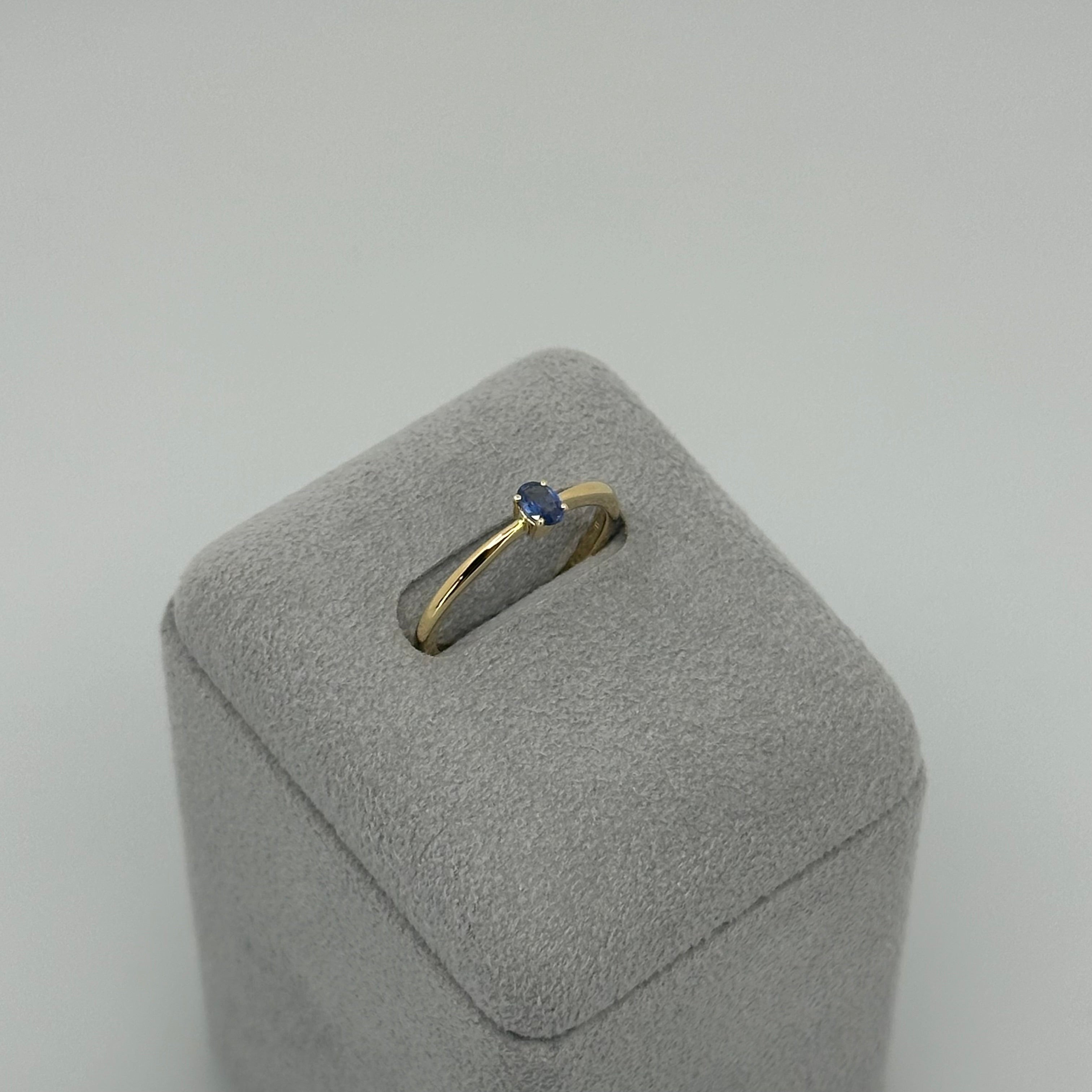 ［一点物］リング ブルー 非加熱 サファイア 0.19ct OV PT /YG