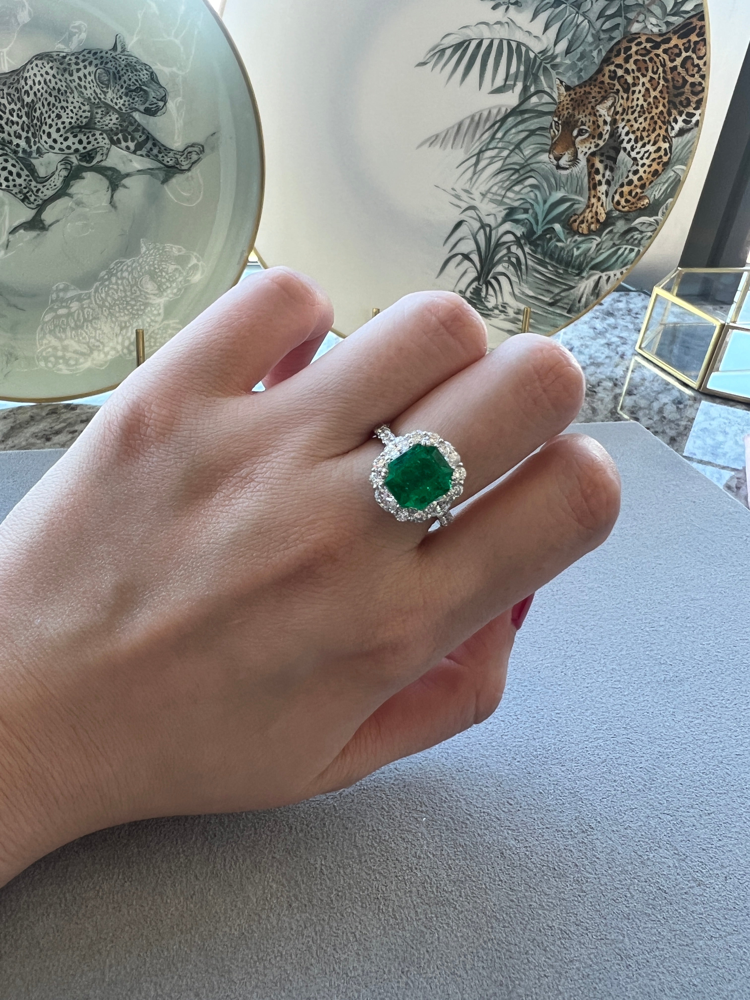 72-ハイジュエリー 特品 色濃い エメラルドリング EM3.4ct前後 SQ PT〜 MUZO GREEN GRS｜AYAKO SAKURAI（櫻井 彩子（サクライ アヤコ））公式通販サイト