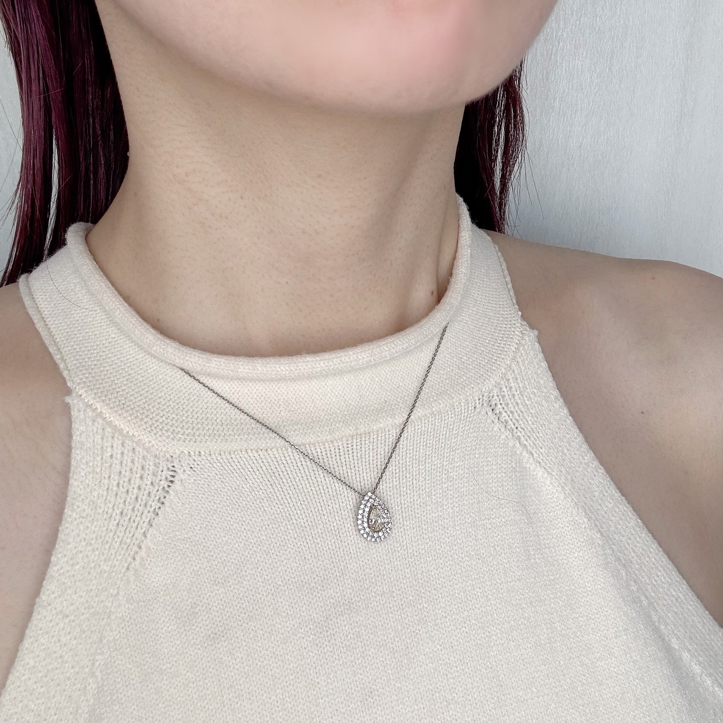 [ポワール］ネックレス ライトイエローダイヤ 0.3ct PS