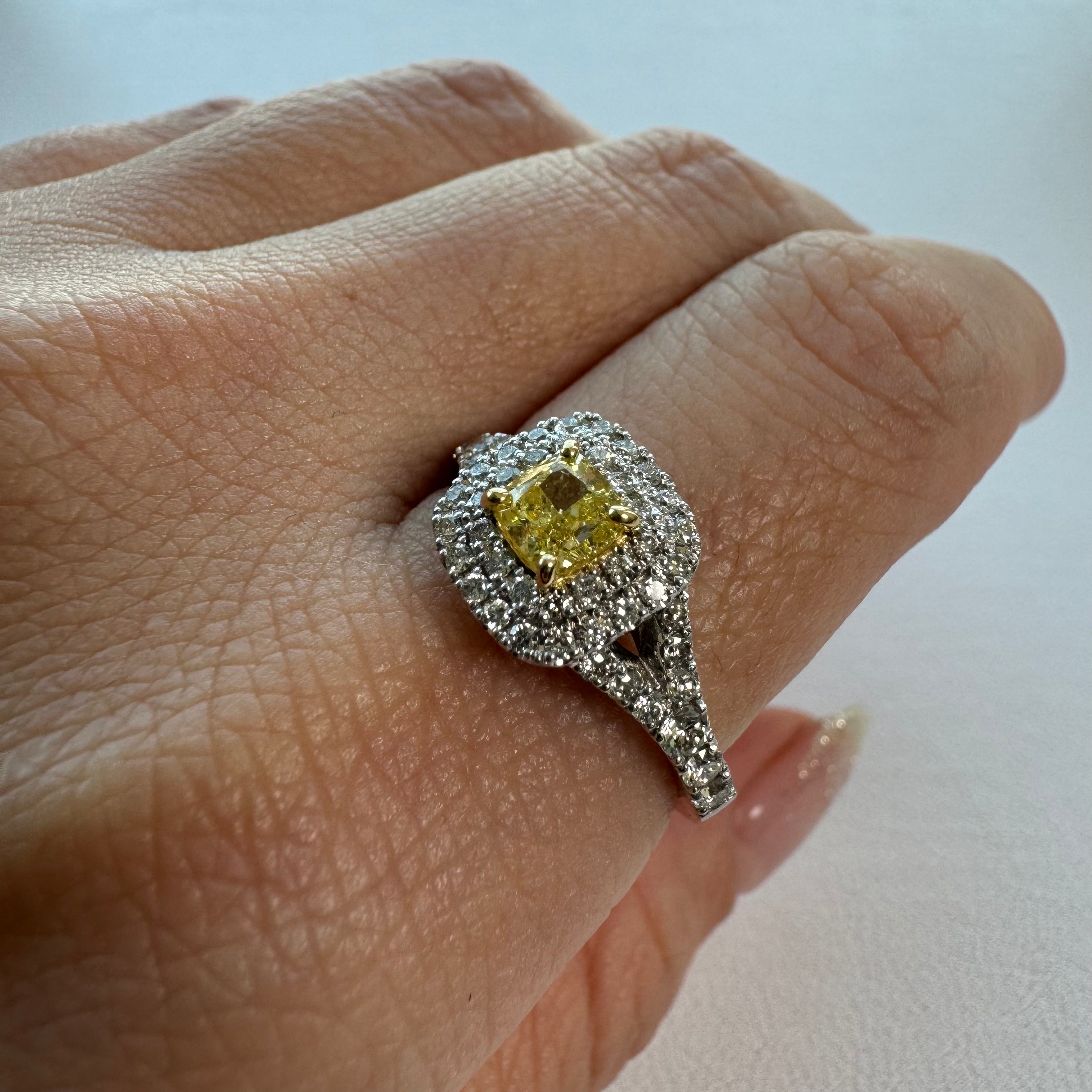 ［一点物］リング イエローダイヤ 0.5ct SQ PT K18YG