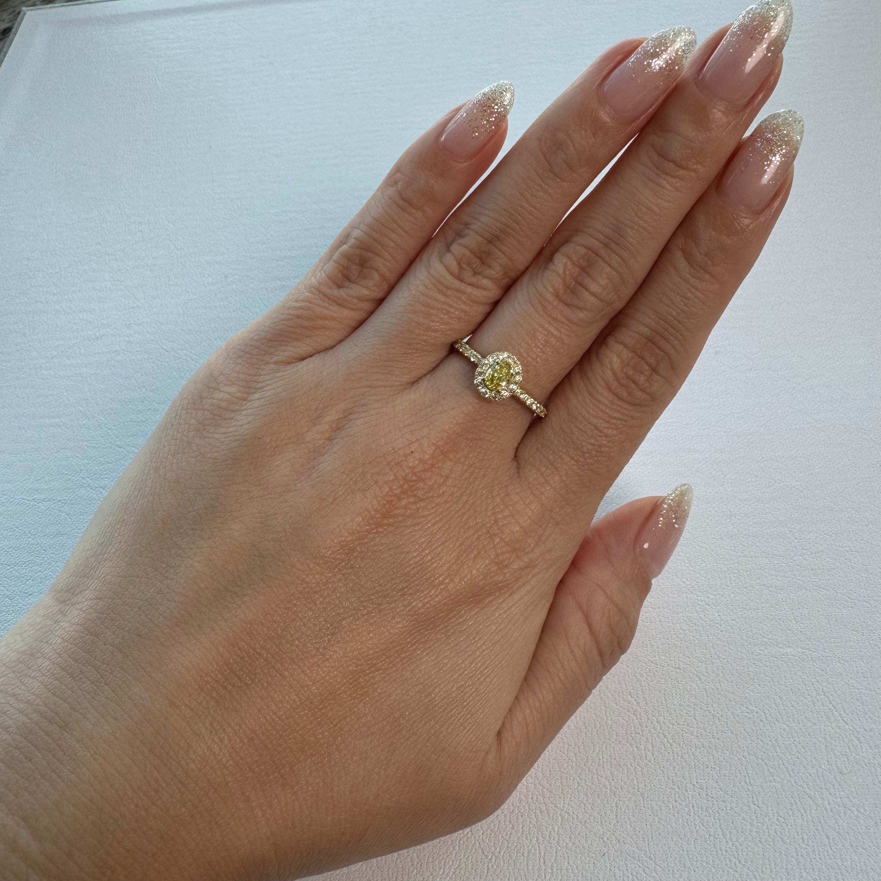 27［一点物/オルコス］リング イエローダイヤ 0.3ct OV K18YG