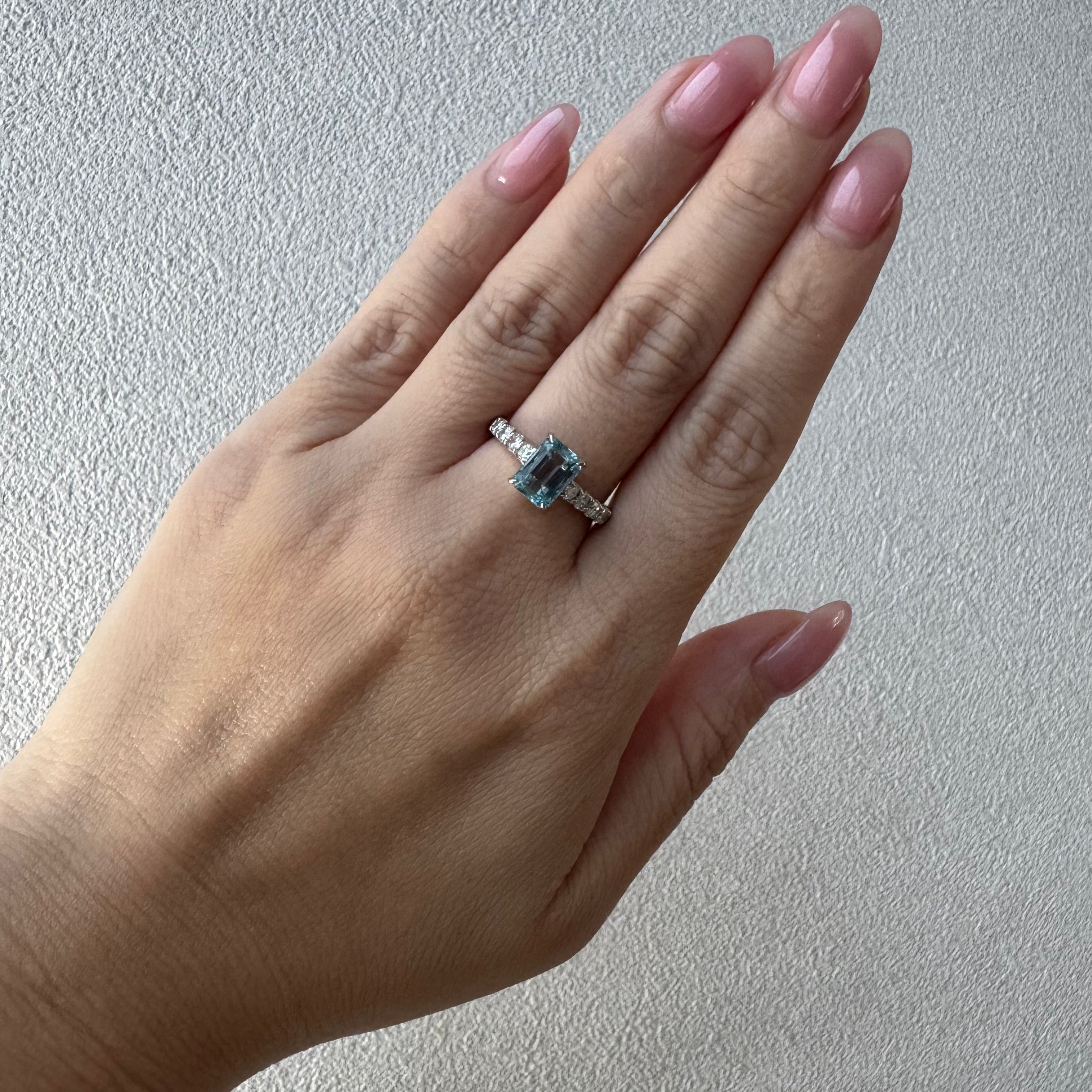 ［一点物/ソワレ］リング アクアマリン 1.3ct前後 SQ PT K18YG