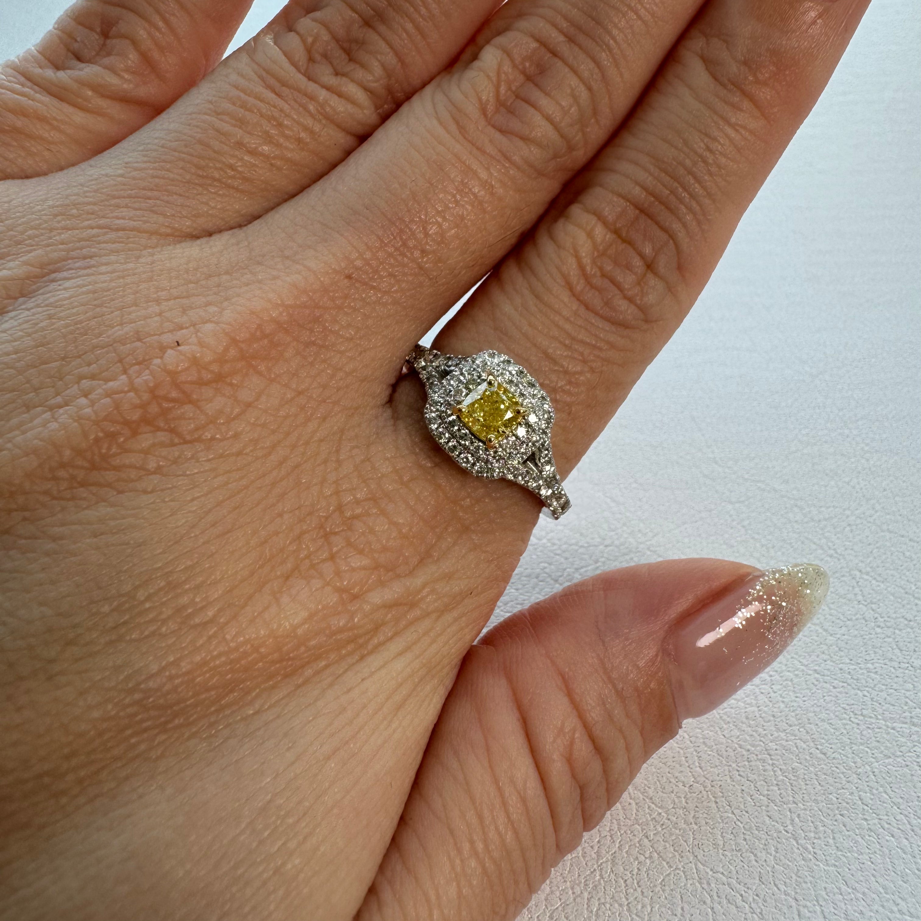 ［一点物］リング イエローダイヤ 0.5ct SQ PT K18YG