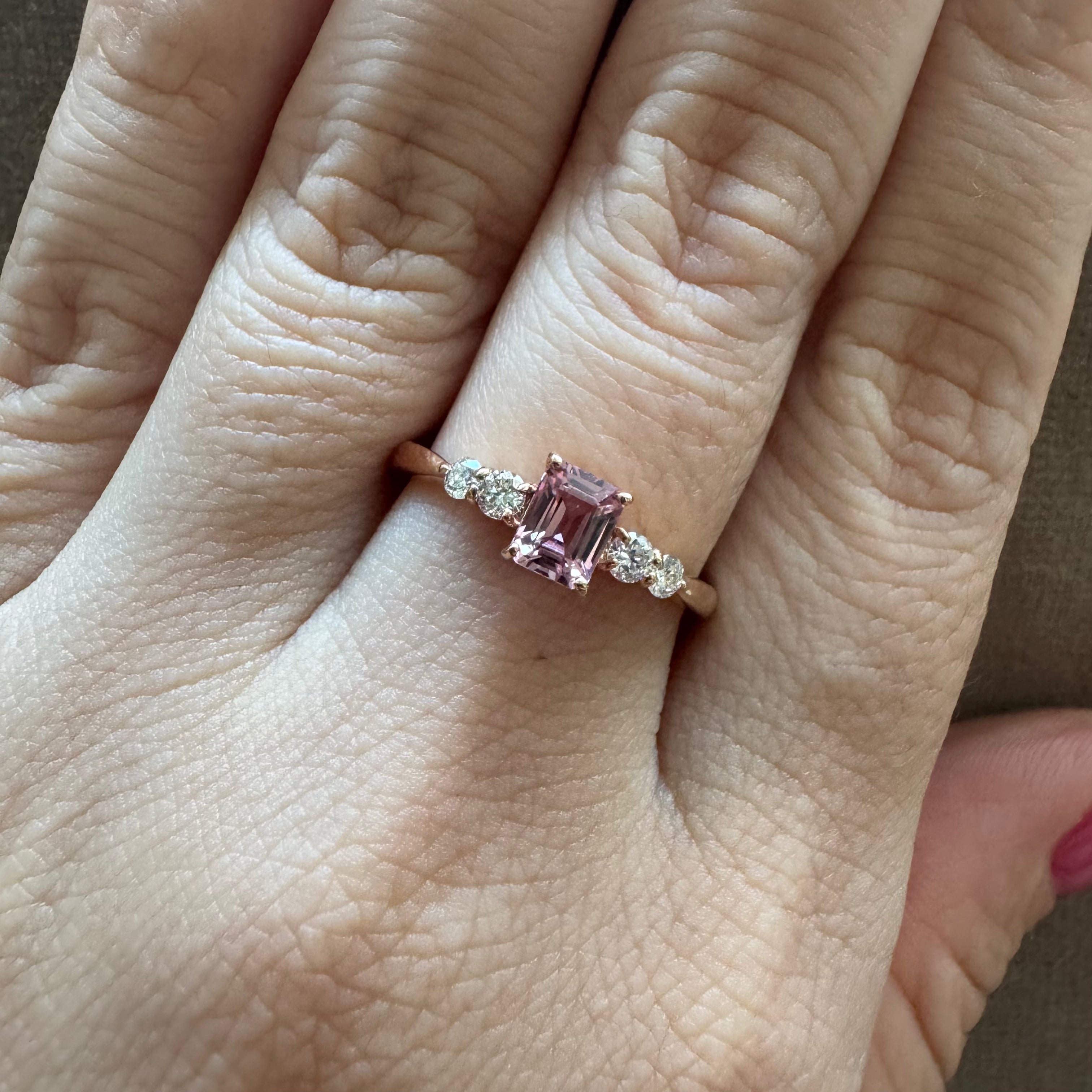 ［一点物/BonBon］リング パパラチアサファイア 0.4ct SQ K18PG