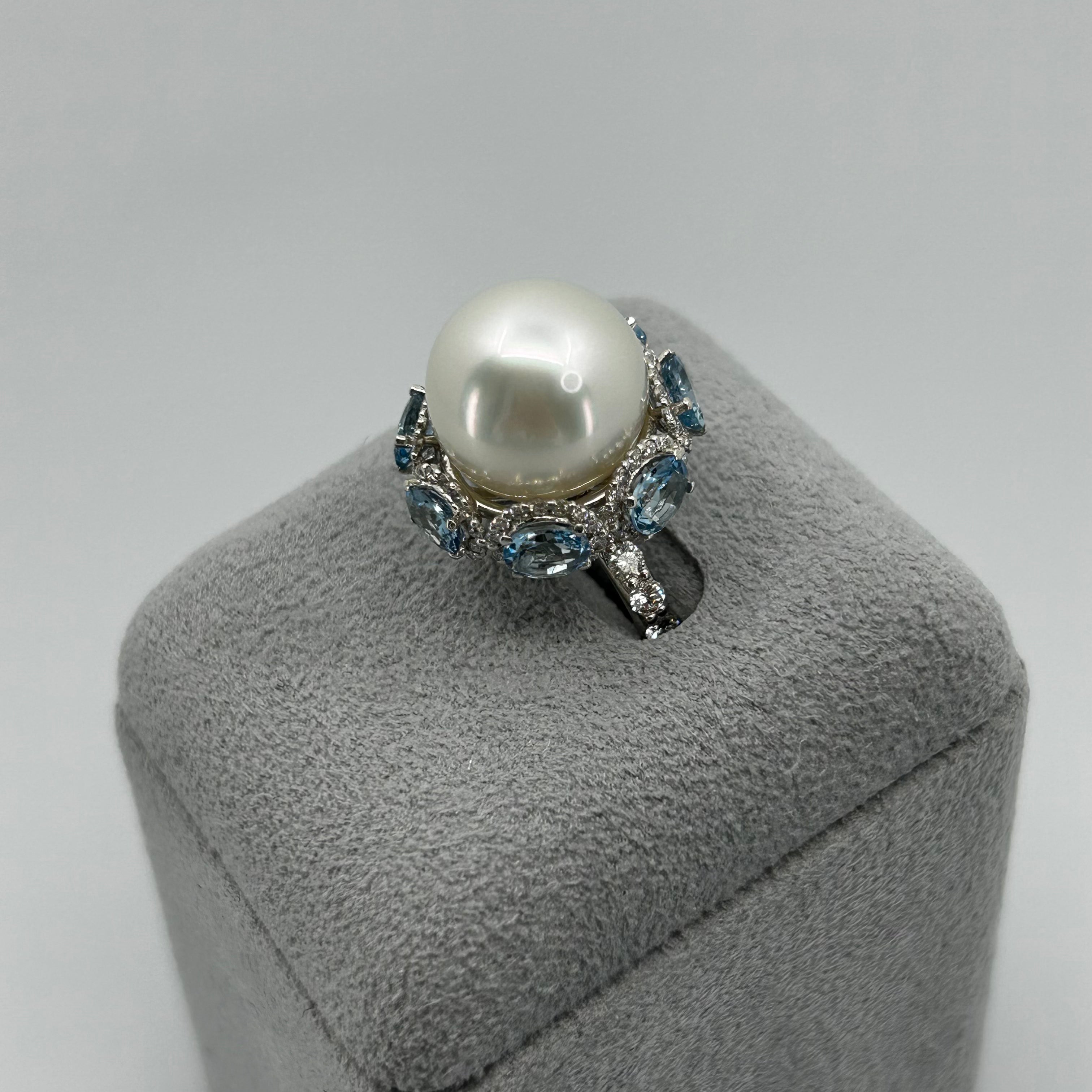 ［水色の蕾］リング 南洋真珠13mm