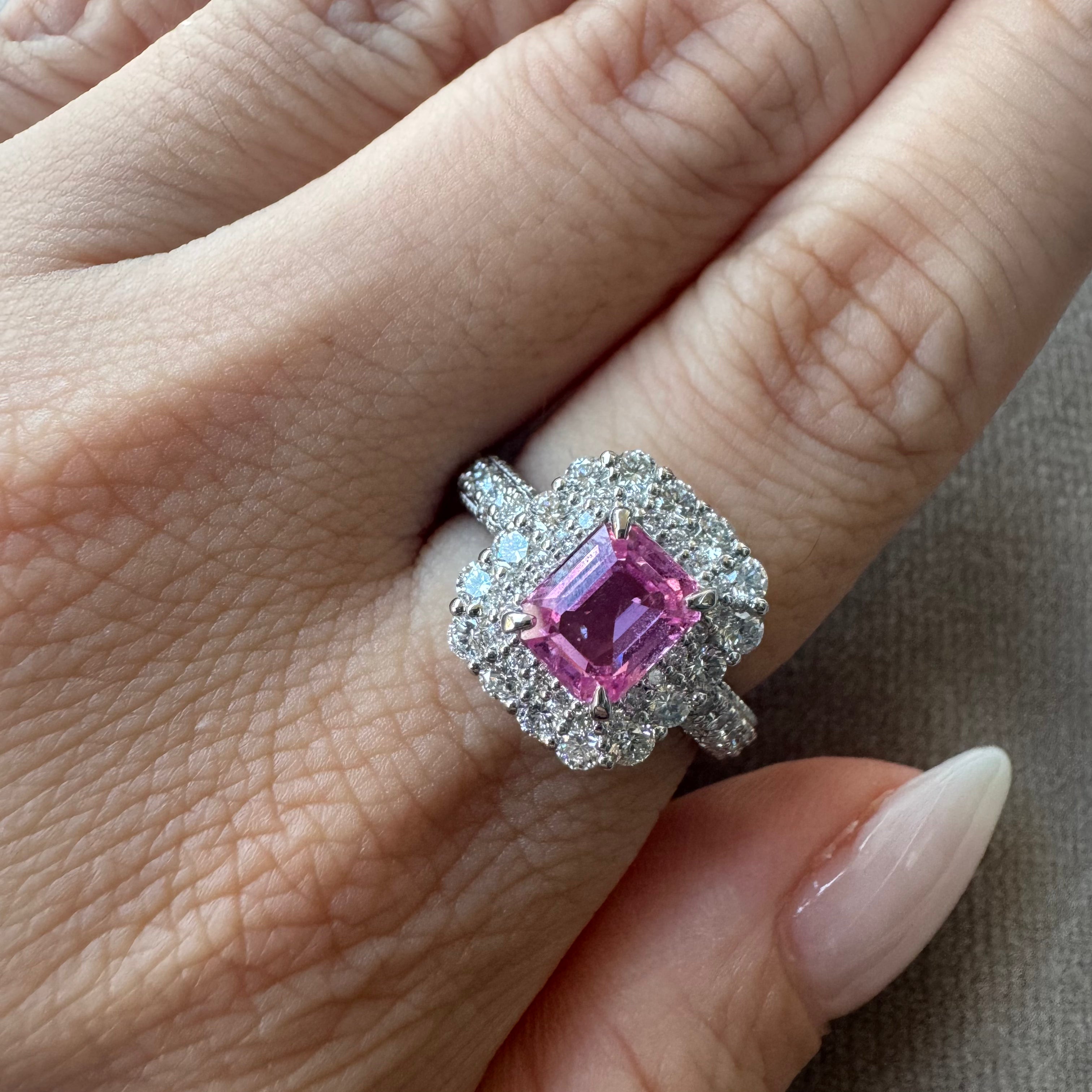 ［一点物/エクラローズ］リング ピンクサファイア 1.3ct EM PT