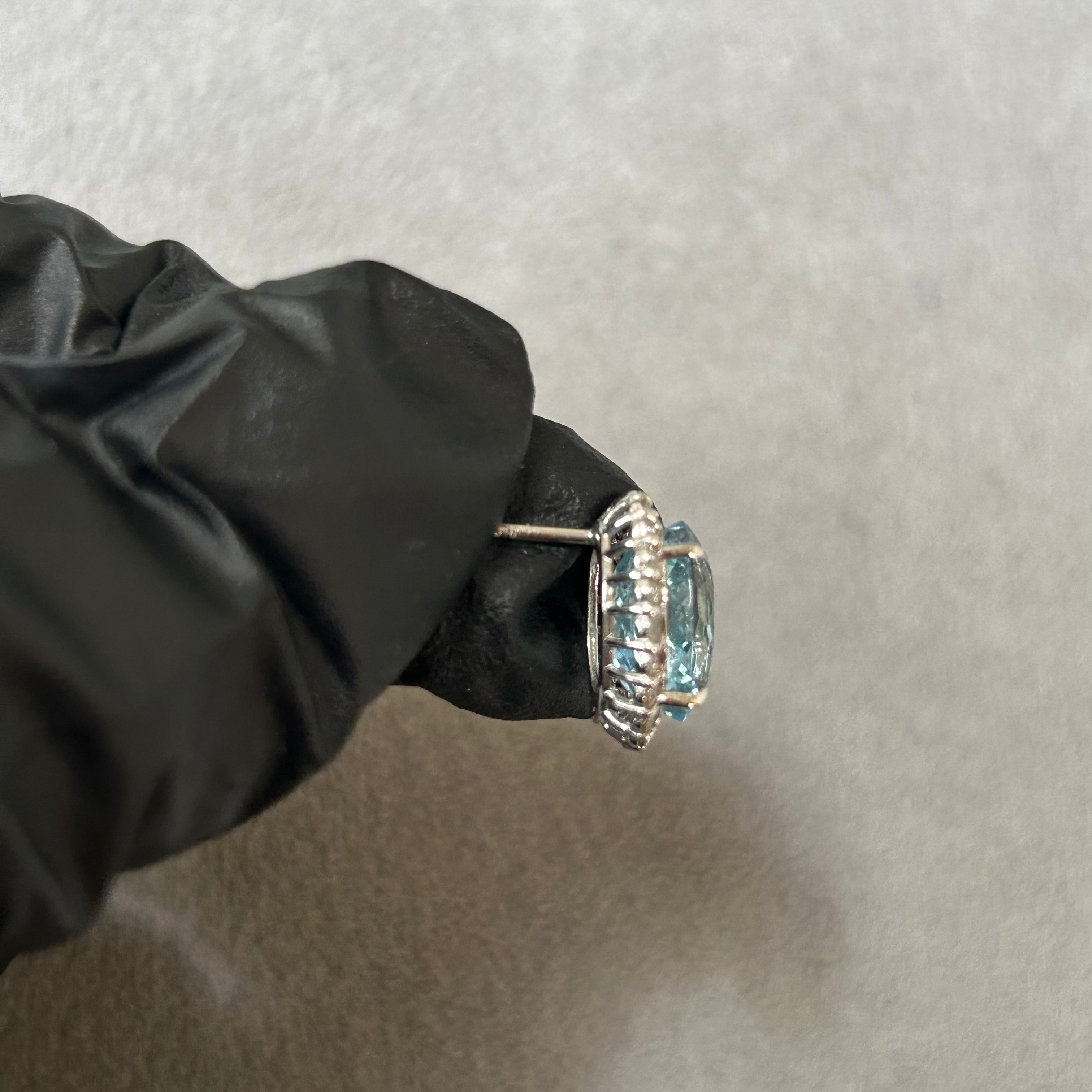 410［一点物］ピアス アクアマリン 2.5ct×2 OV PT