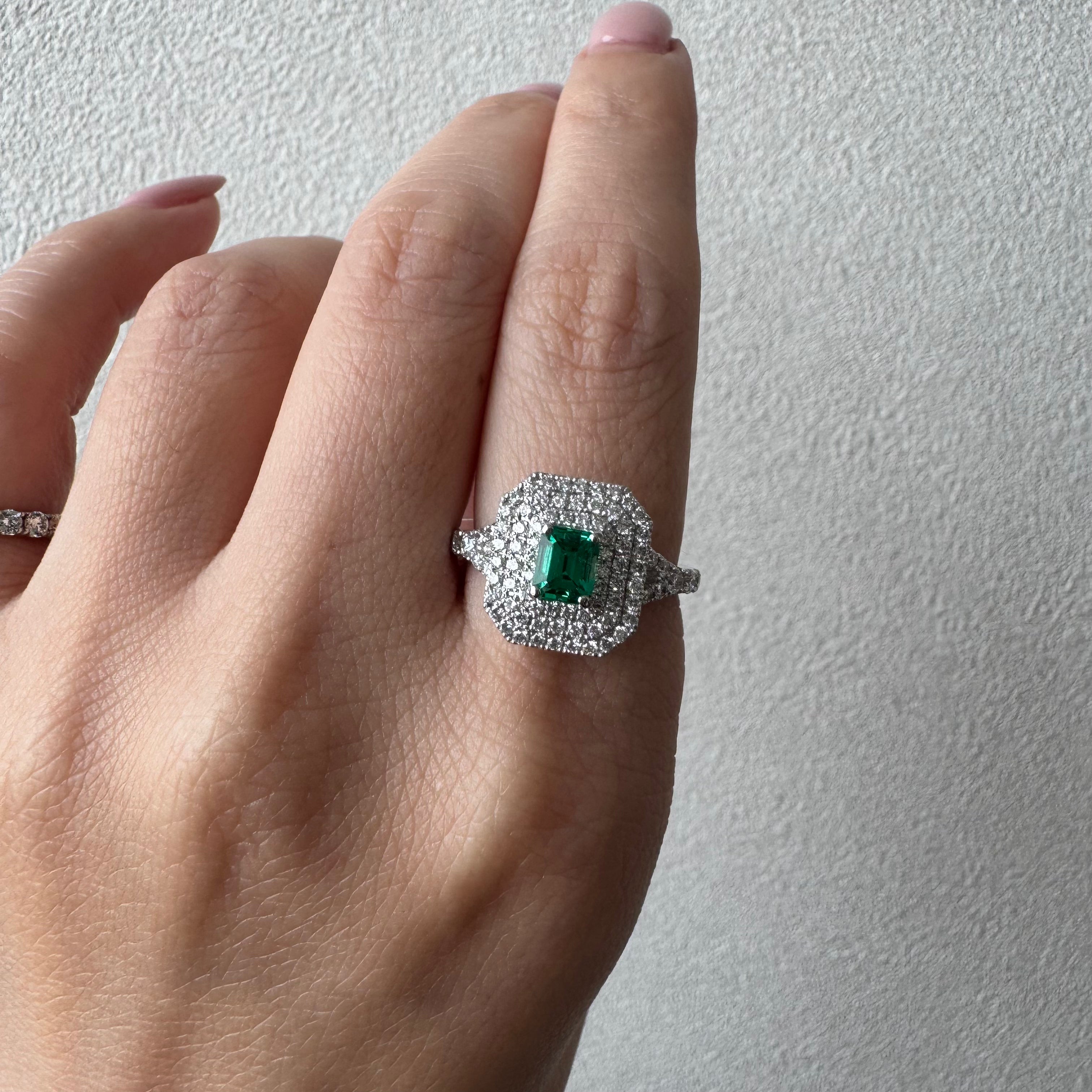 ［一点物/アドラーブル］リング 最高級 ノンオイル エメラルド 0.5ct SQ PT〜GIA 世界に一つだけ♡