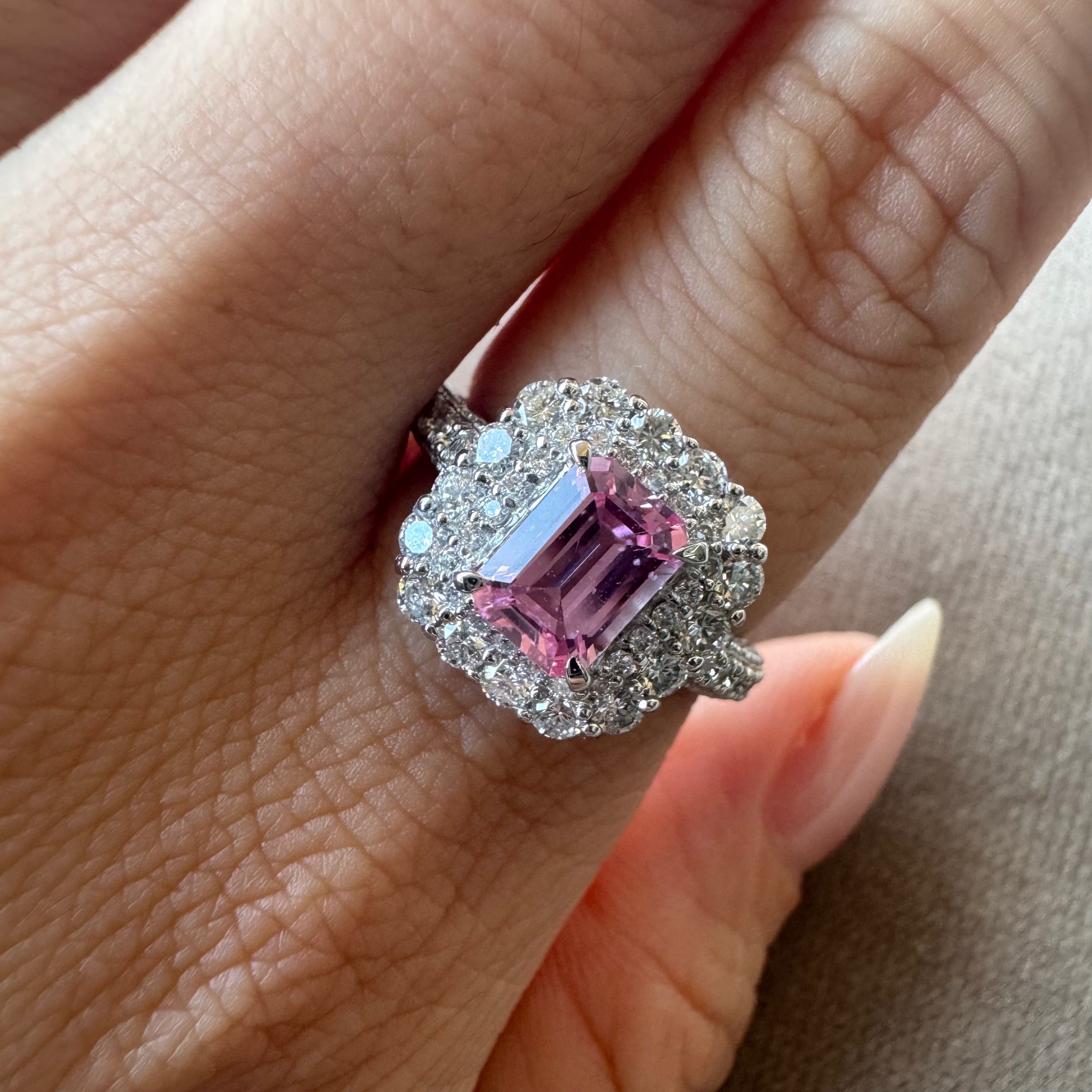 ［一点物/エクラローズ］リング ピンクサファイア 1.1ct EM PT