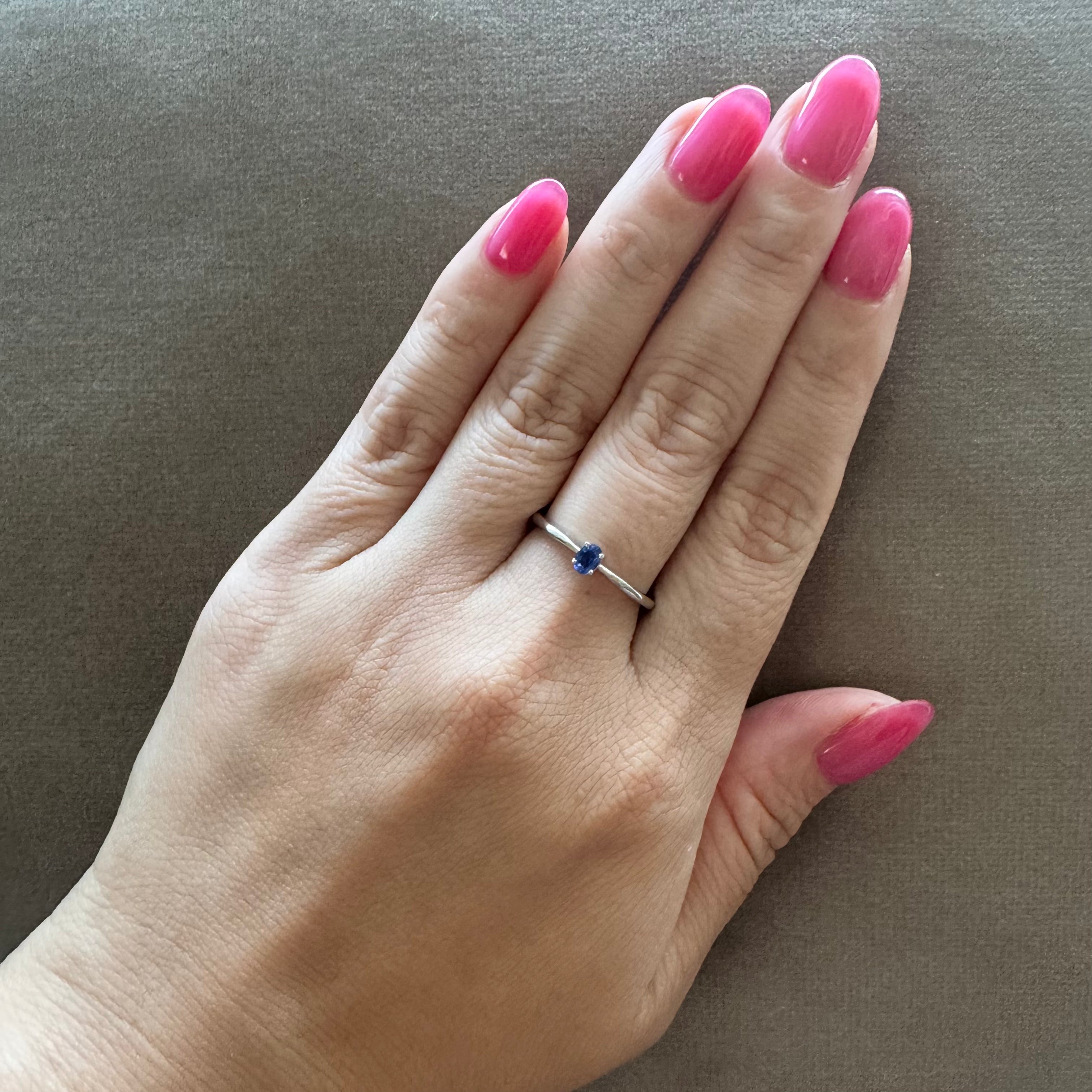 ［一点物］リング ブルー 非加熱 サファイア 0.19ct OV PT /YG