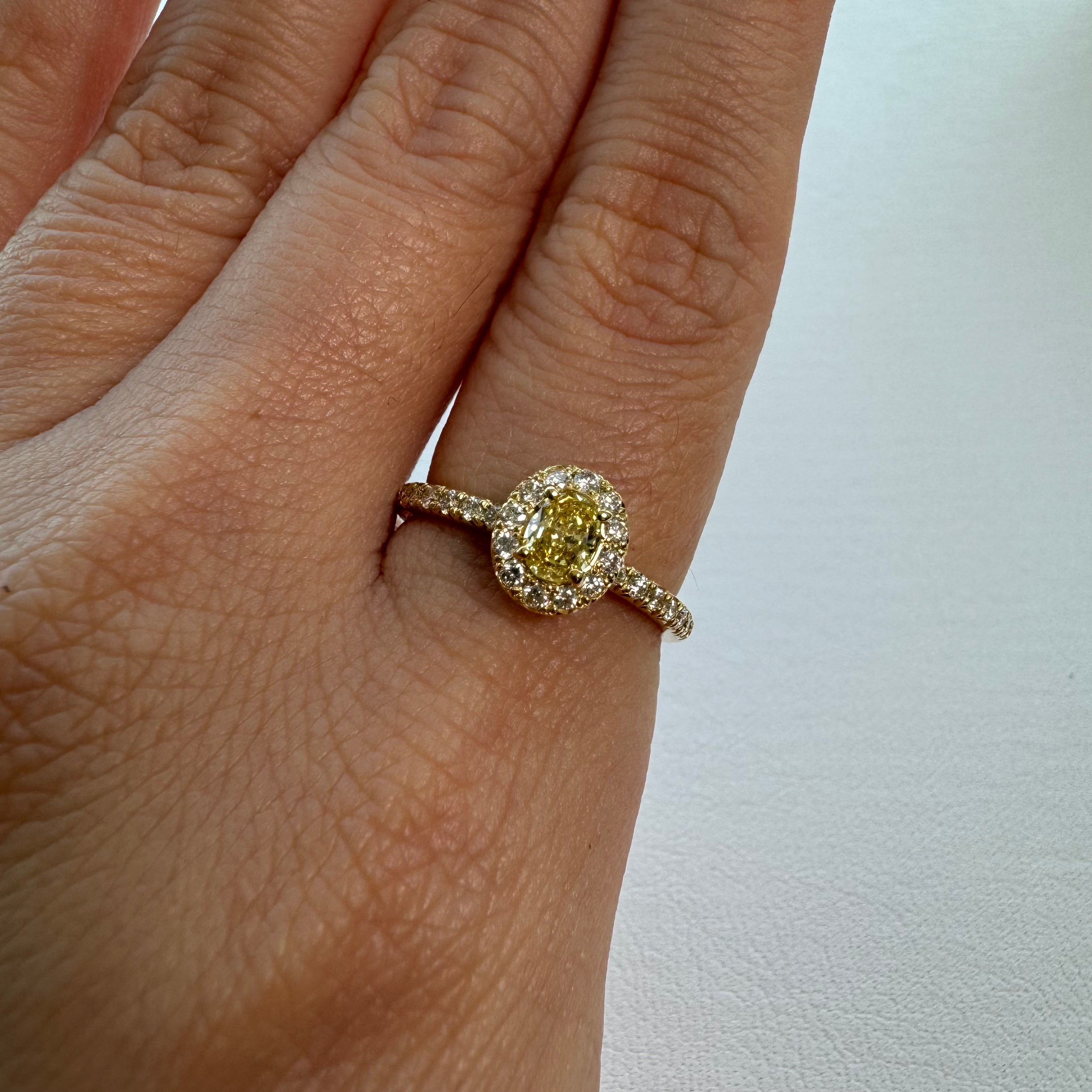 27［一点物/オルコス］リング イエローダイヤ 0.3ct OV K18YG