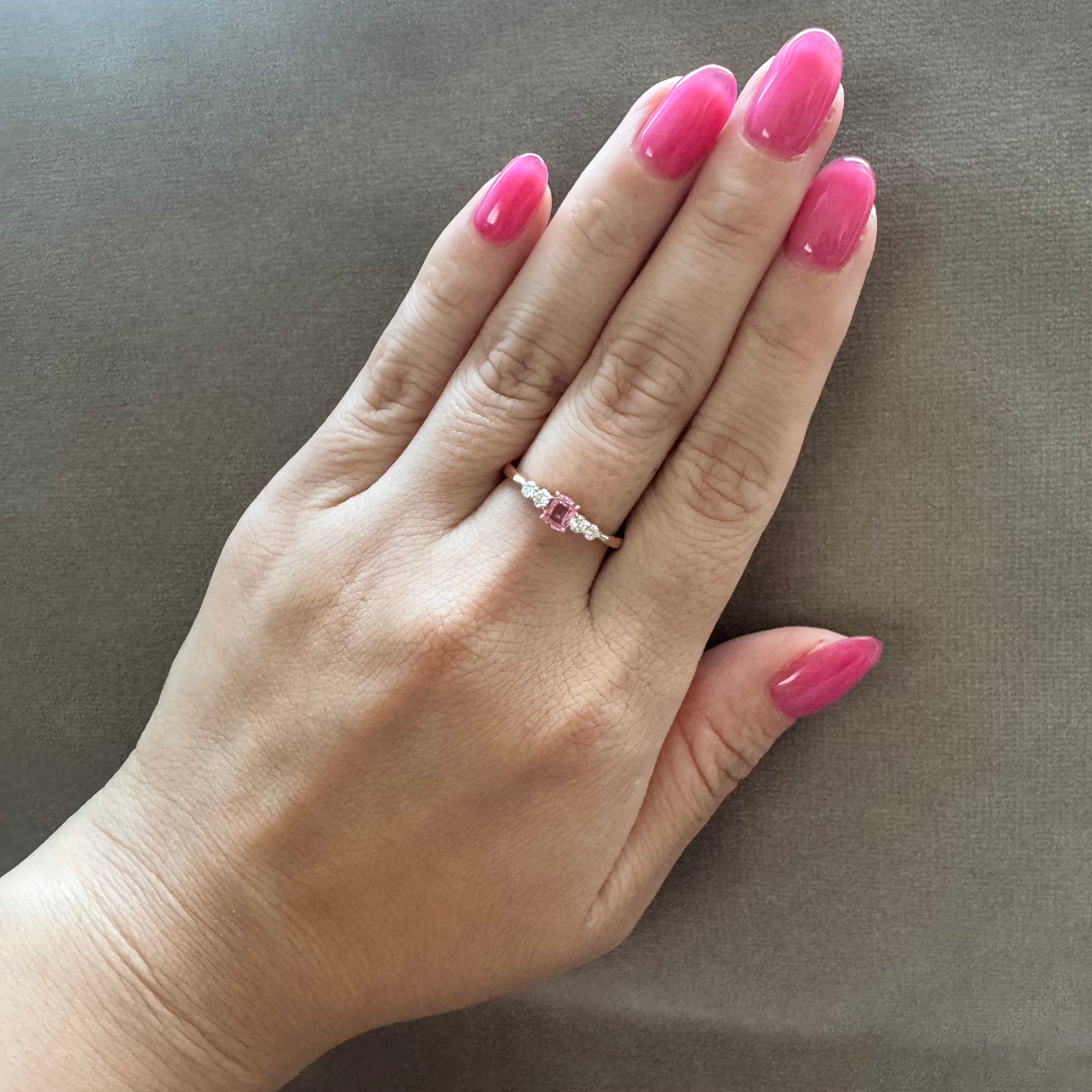 ［一点物/BonBon］リング パパラチアサファイア 0.3ct SQ K18PG