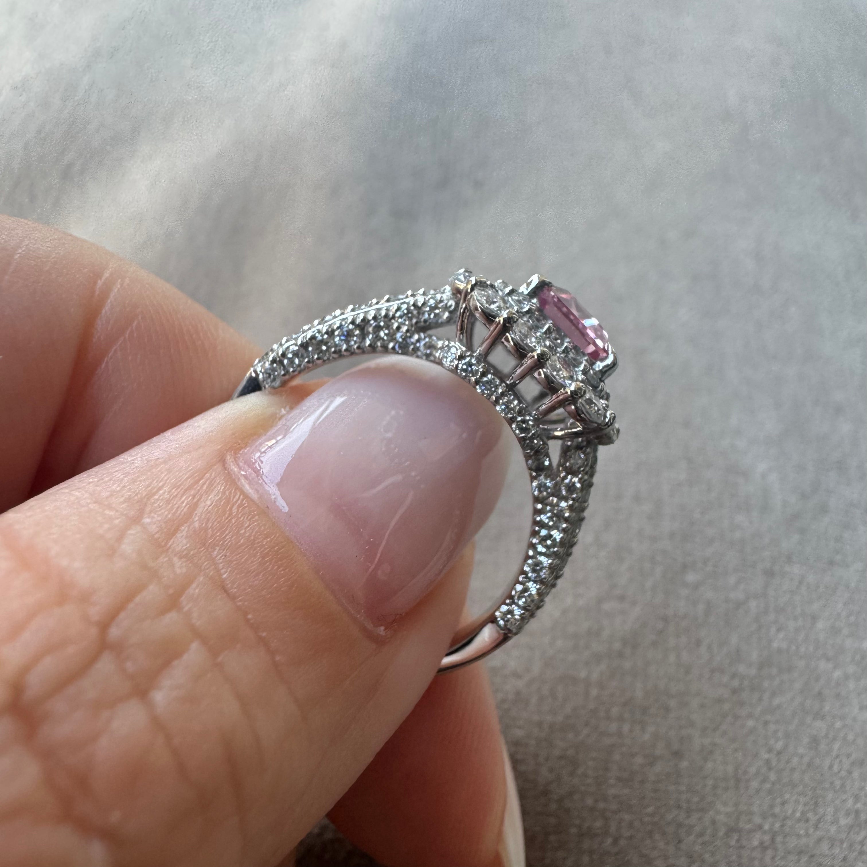 ［一点物/エクラローズ］リング ピンクサファイア 1.1ct EM PT