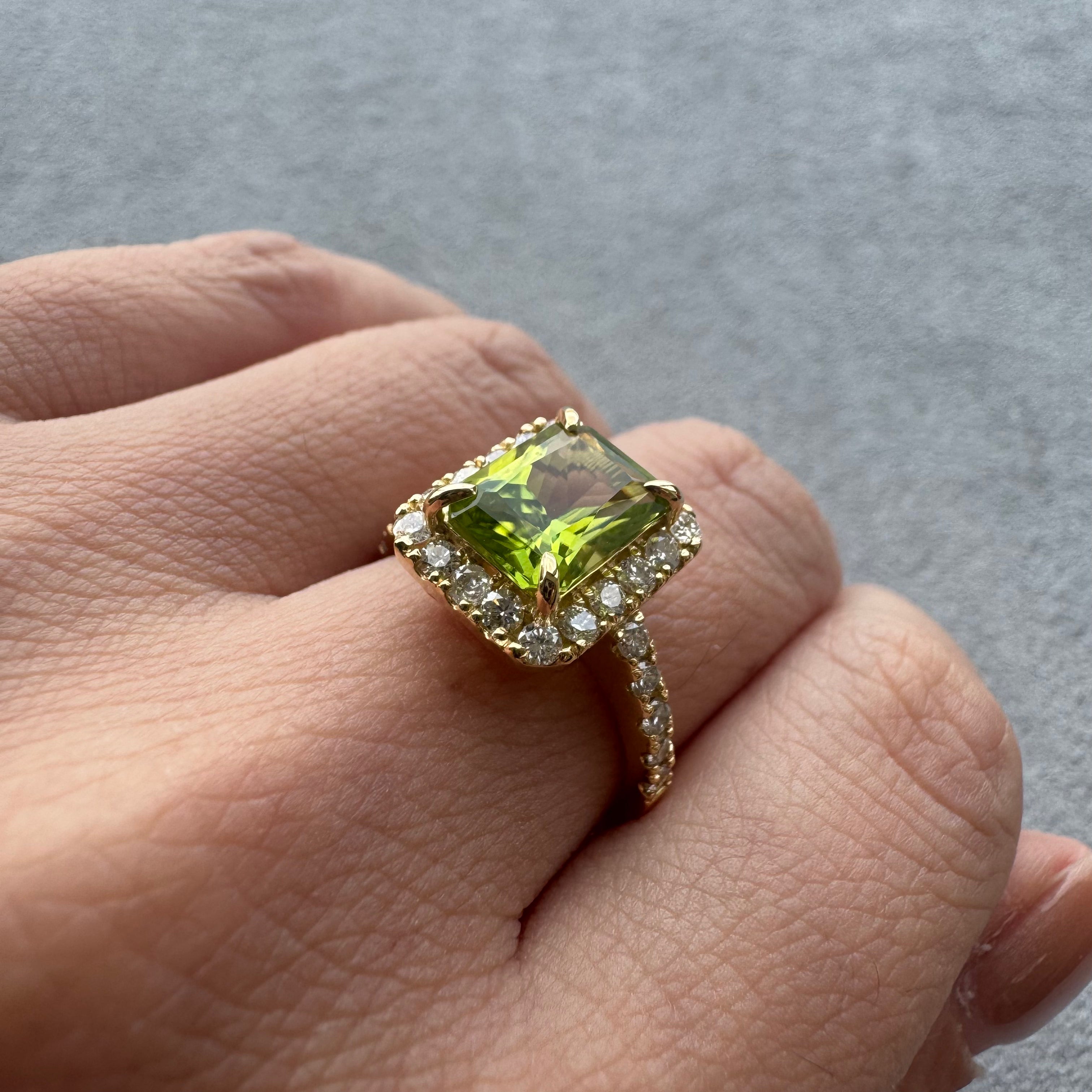 ［一点物］リング ペリドット 2ct SQ K18YG
