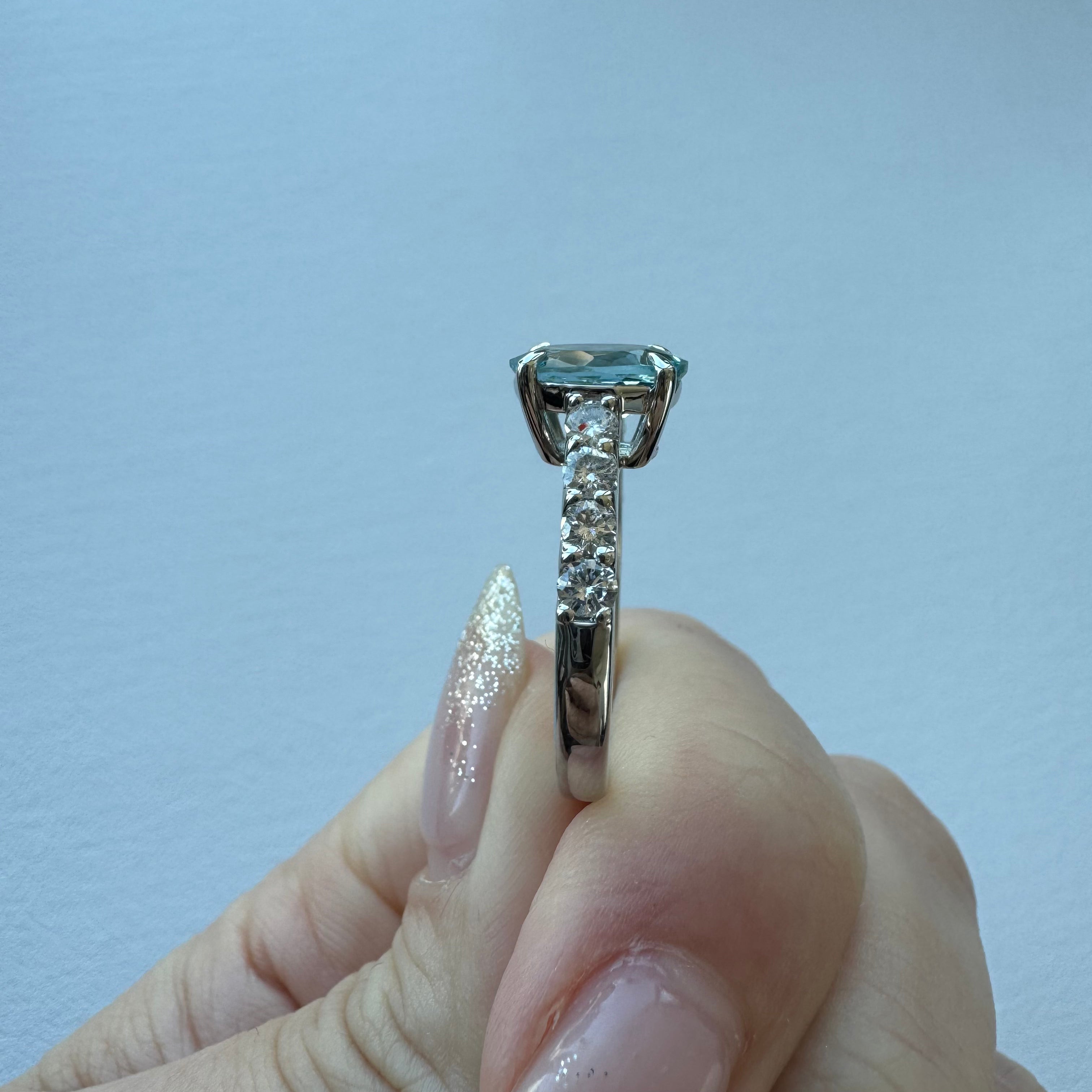 19［一点物/ソワレ］リング アクアマリン 1.2ct OV PT