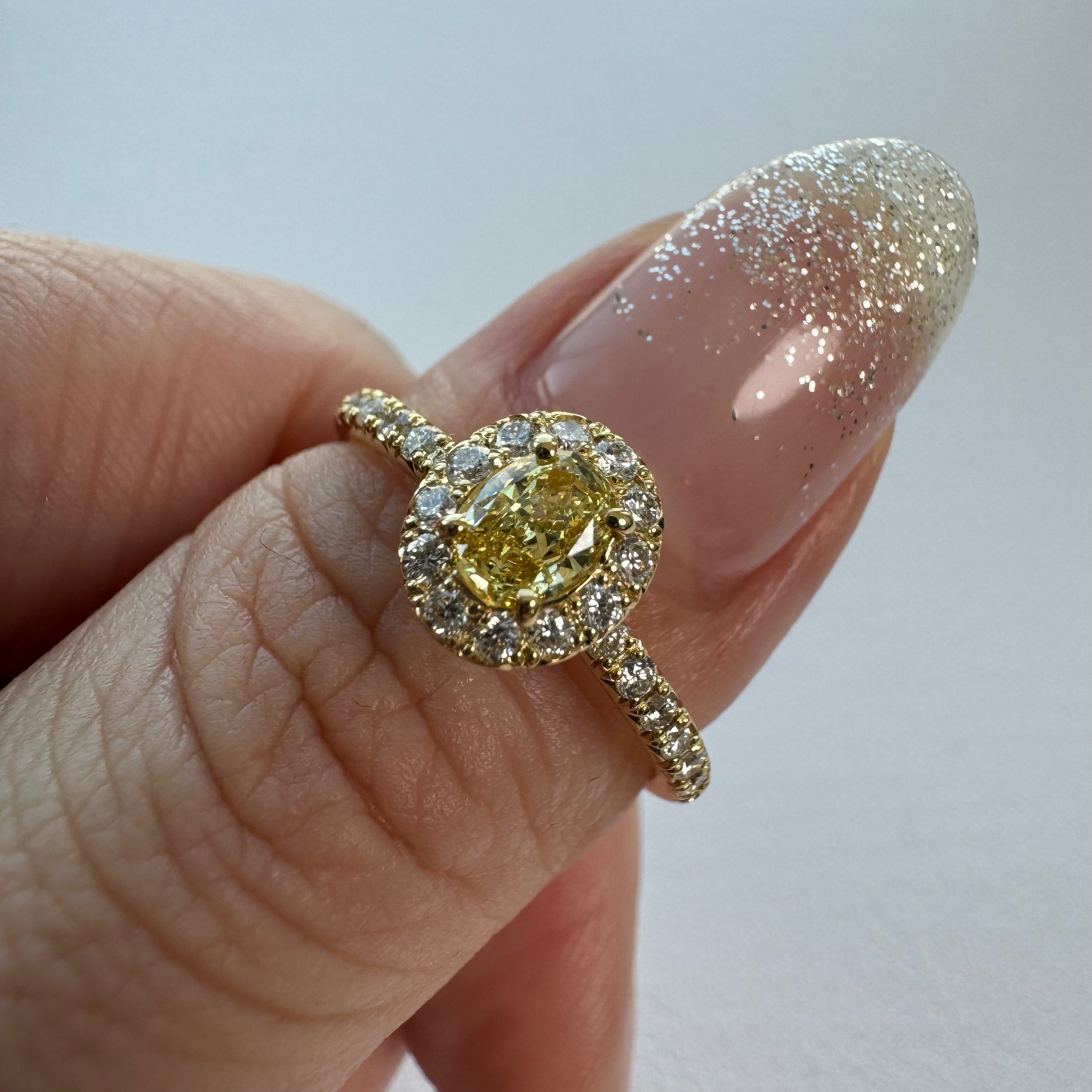 27［一点物/オルコス］リング イエローダイヤ 0.3ct OV K18YG