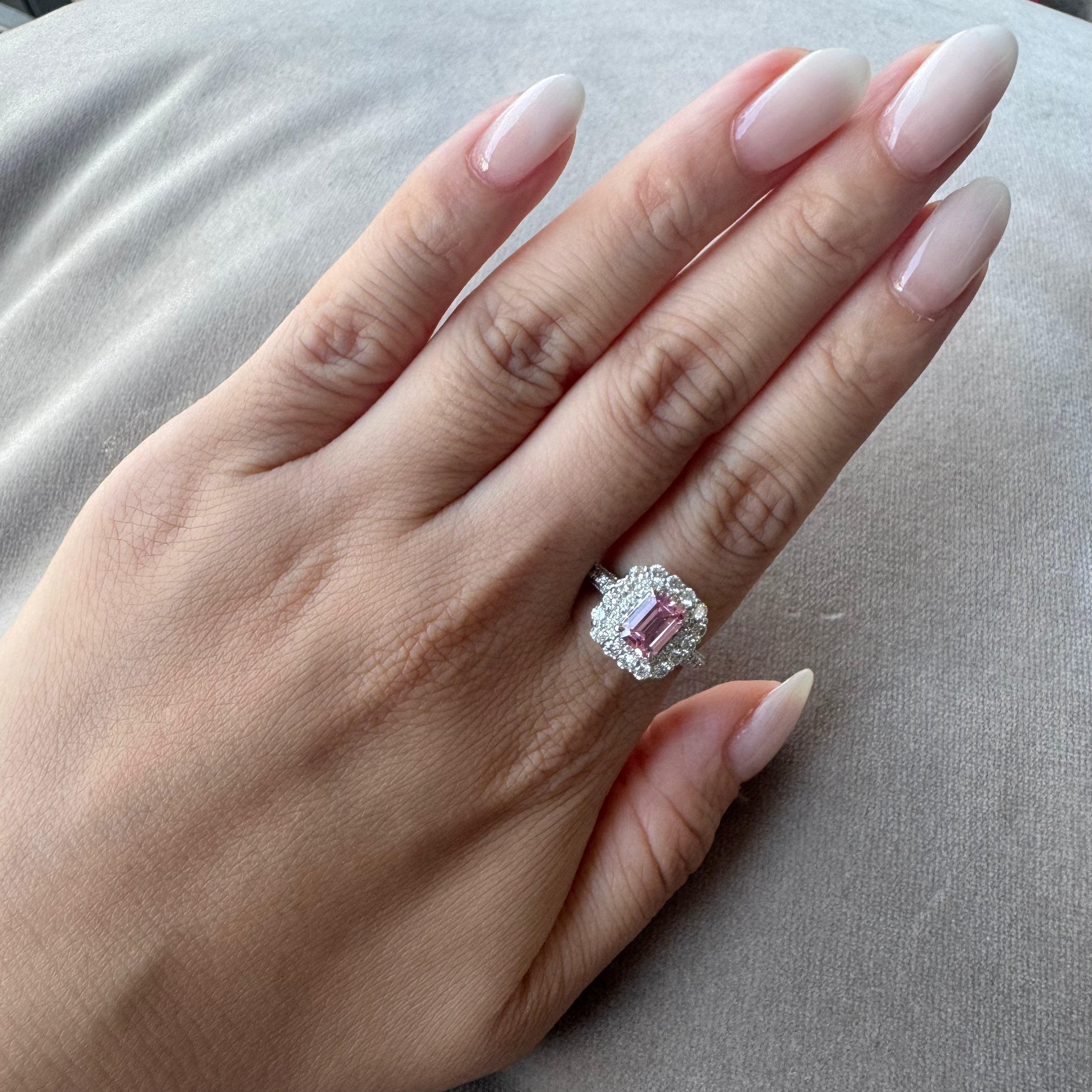 ［一点物/エクラローズ］リング ピンクサファイア 1.1ct EM PT